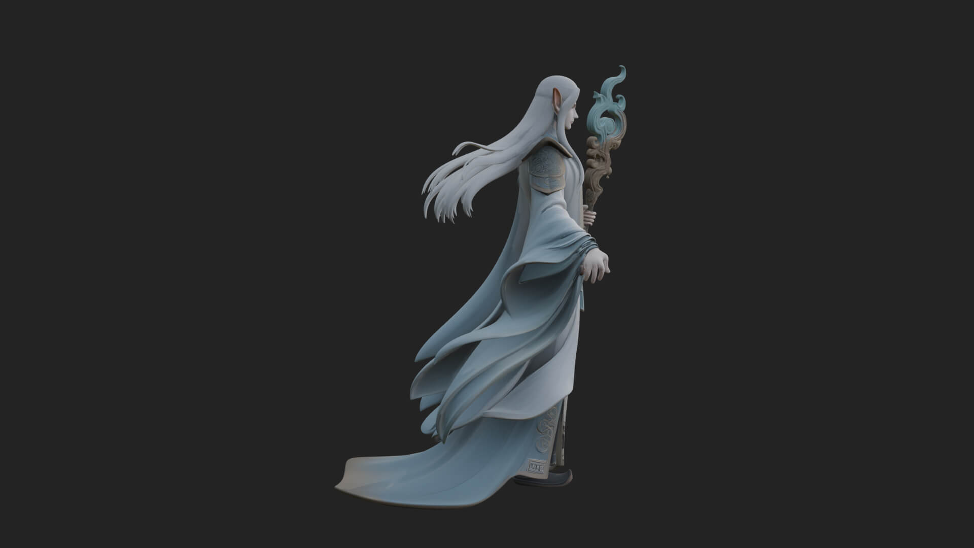 Elven High Mage Statue Design 2 3D Print Model 3D Model
