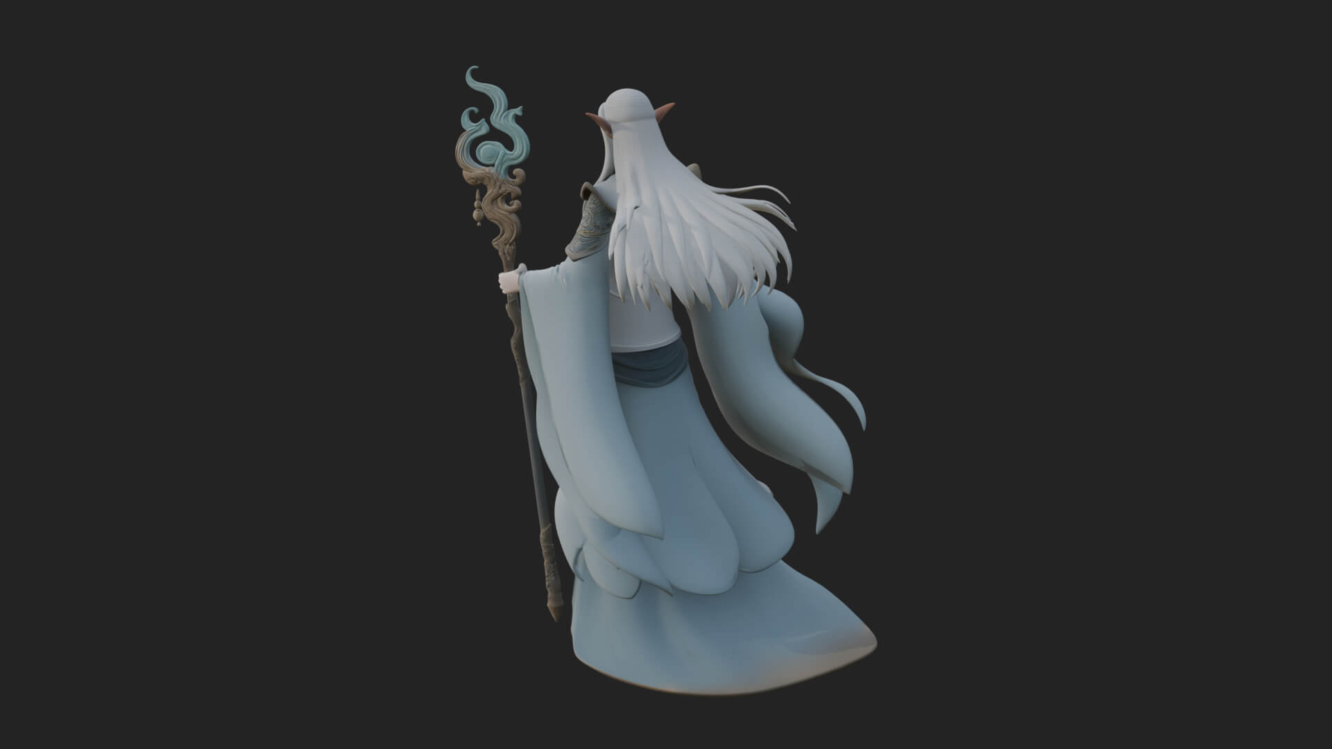 Elven High Mage Statue Design 2 3D Print Model 3D Model