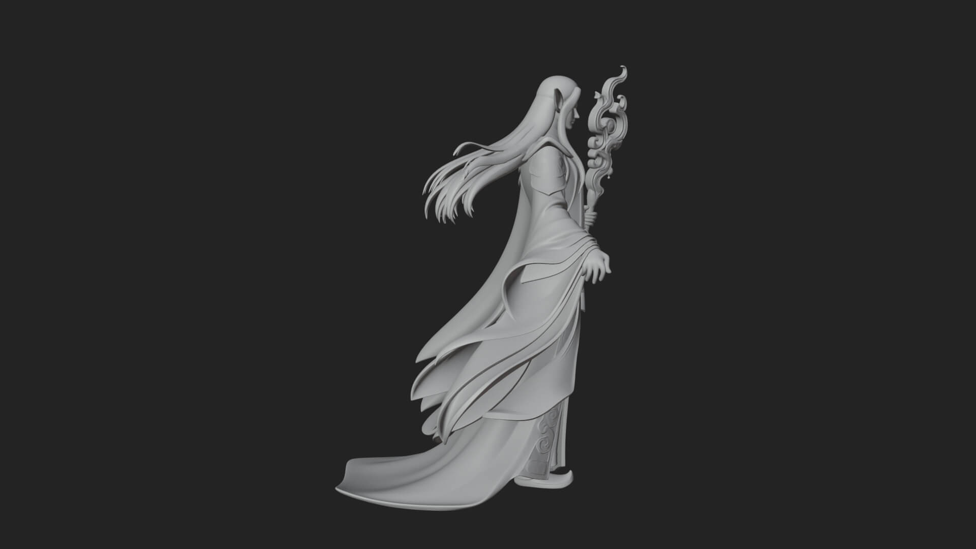 Elven High Mage Statue Design 2 3D Print Model 3D Model