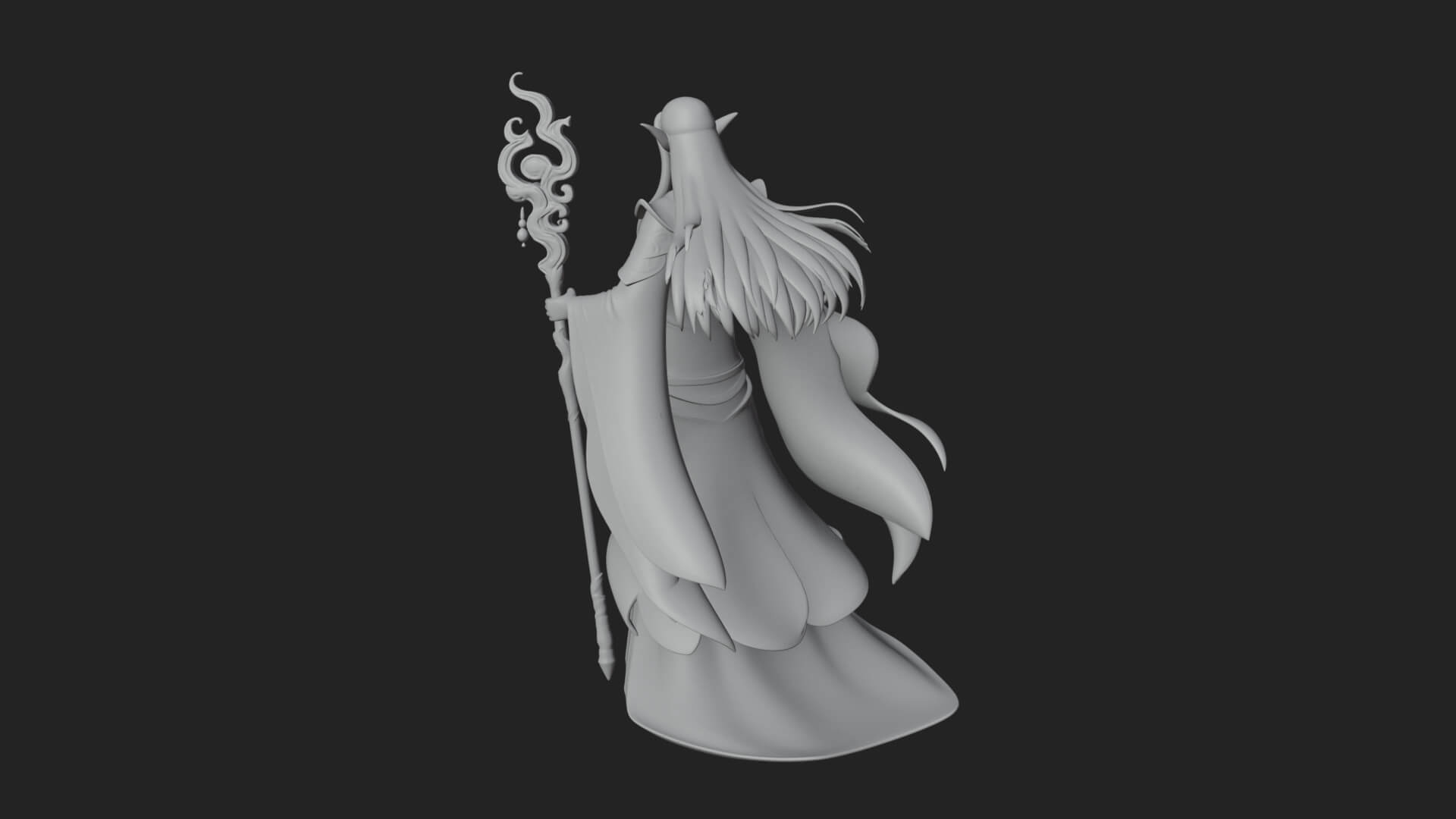 Elven High Mage Statue Design 2 3D Print Model 3D Model