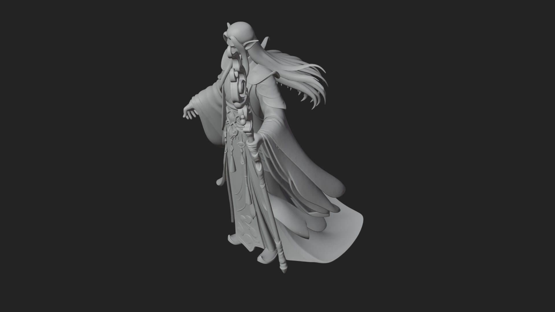 Elven High Mage Statue Design 2 3D Print Model 3D Model