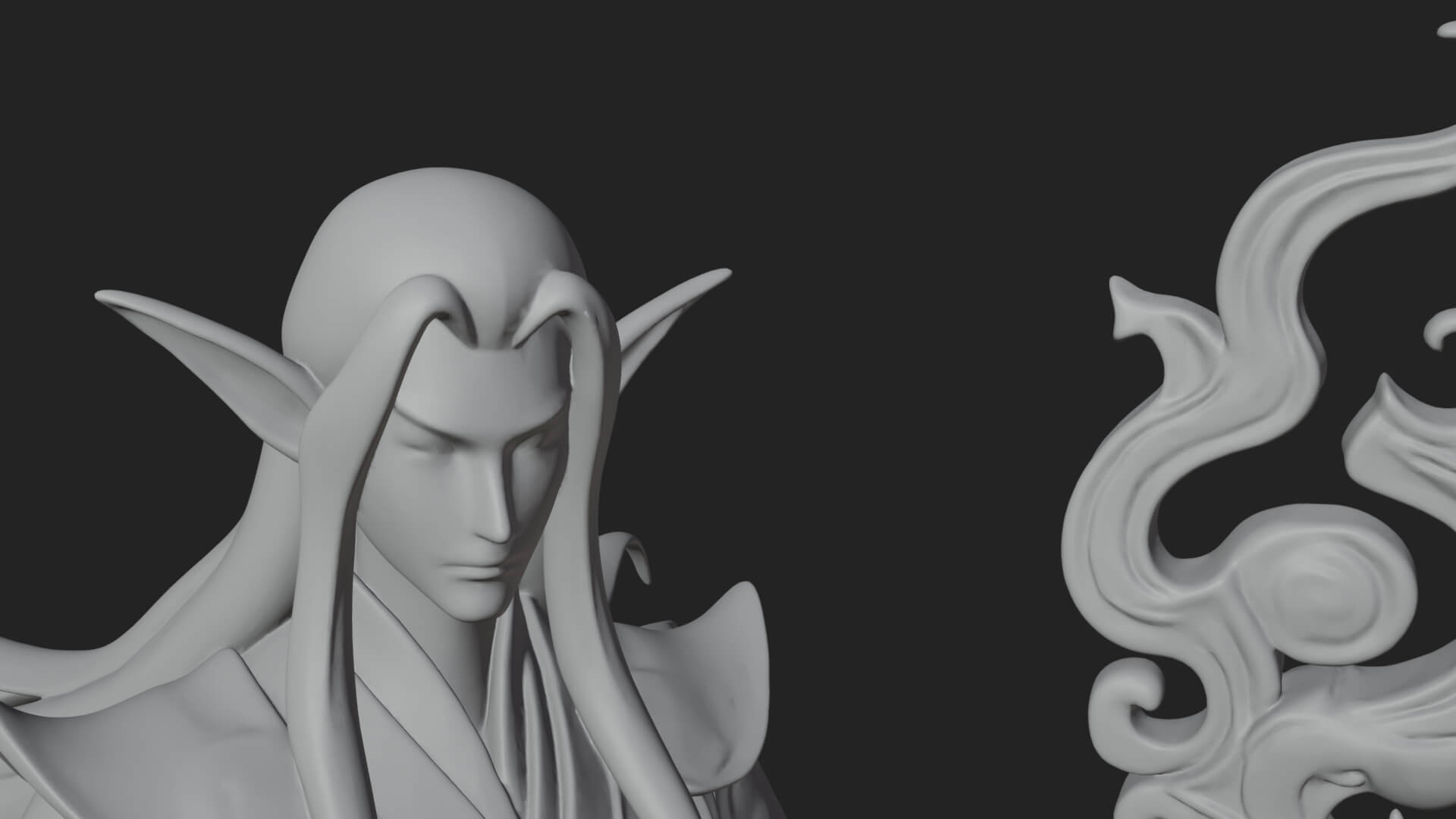 Elven High Mage Statue Design 2 3D Print Model 3D Model