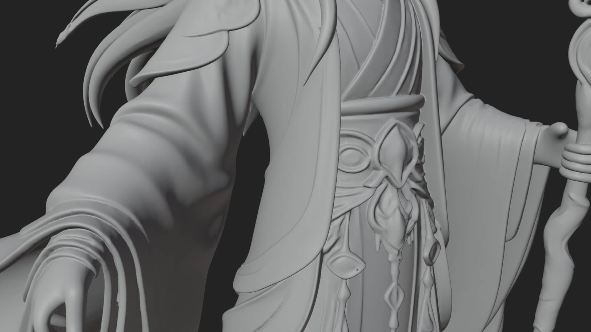 Elven High Mage Statue Design 2 3D Print Model 3D Model