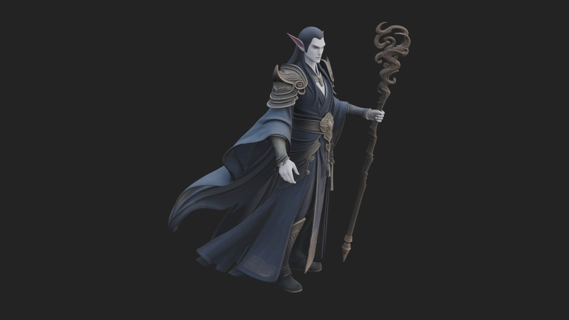 Elven High Mage Statue Design 20 3D Print Model 3D Model