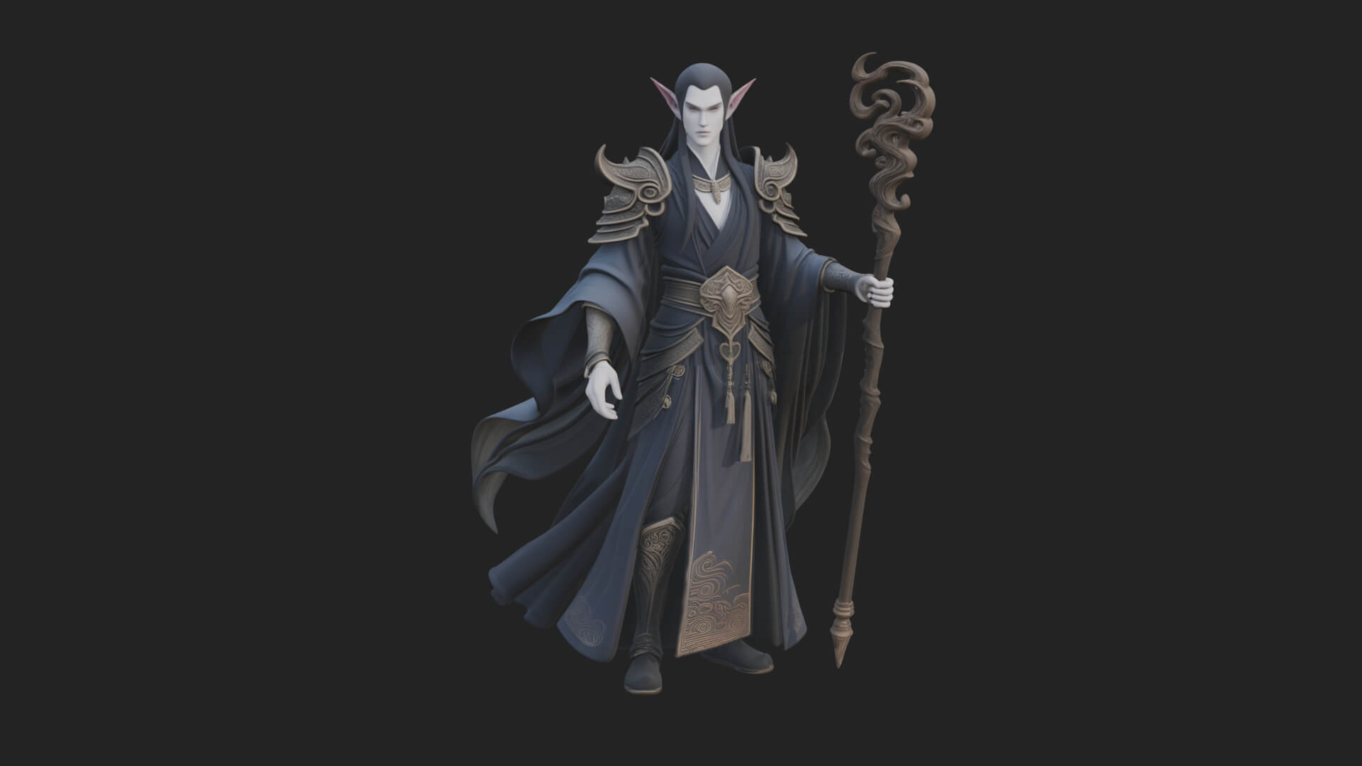 Elven High Mage Statue Design 20 3D Print Model 3D Model