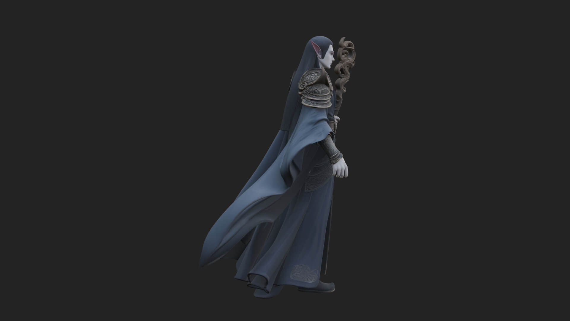 Elven High Mage Statue Design 20 3D Print Model 3D Model