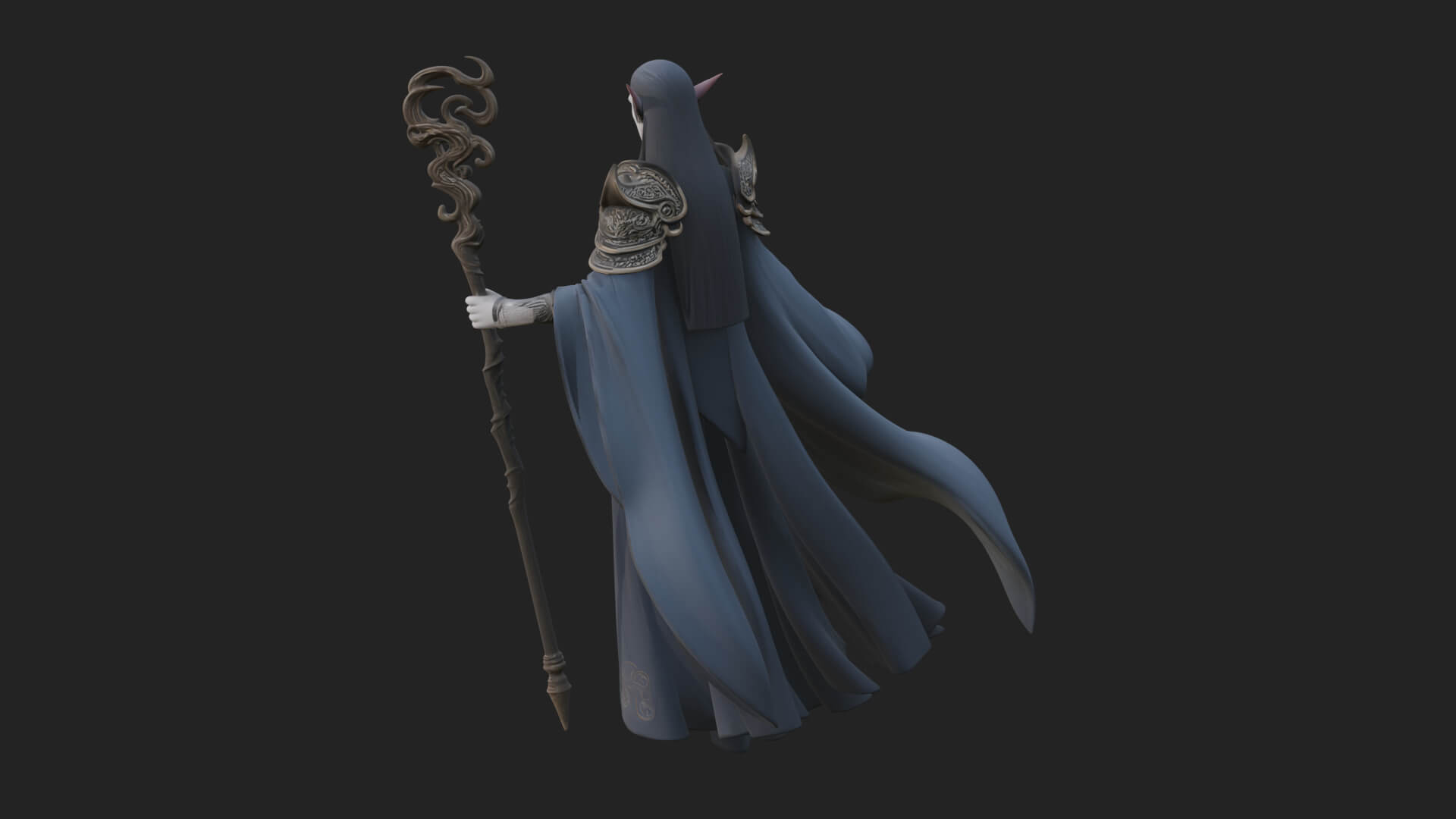 Elven High Mage Statue Design 20 3D Print Model 3D Model