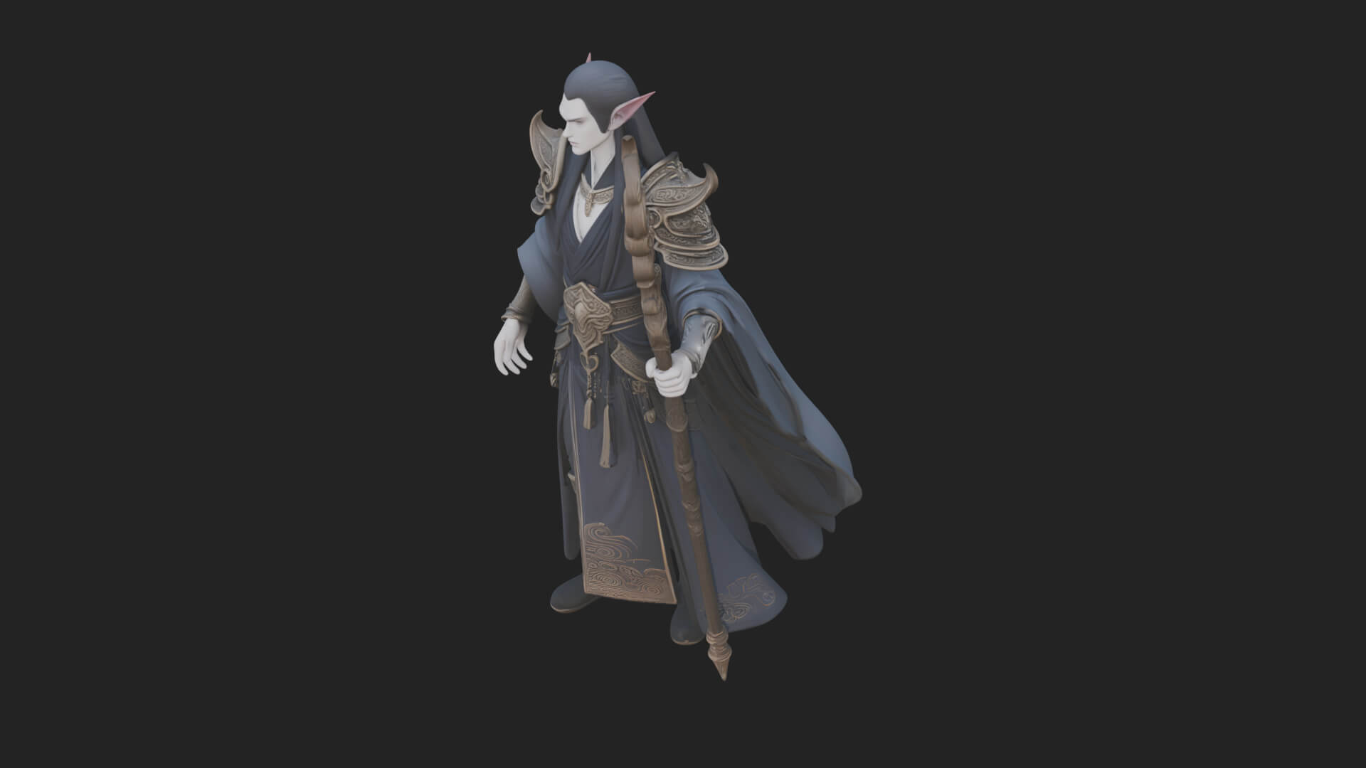 Elven High Mage Statue Design 20 3D Print Model 3D Model
