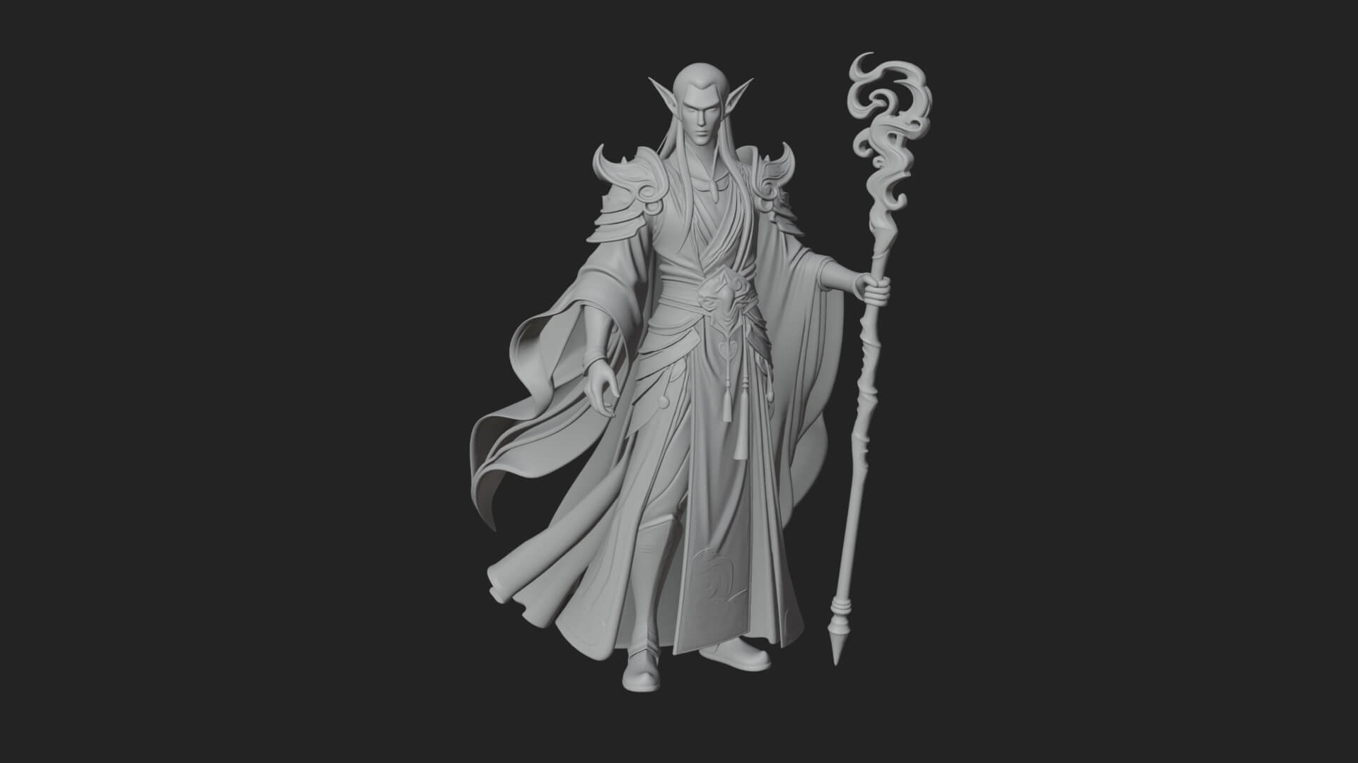 Elven High Mage Statue Design 20 3D Print Model 3D Model