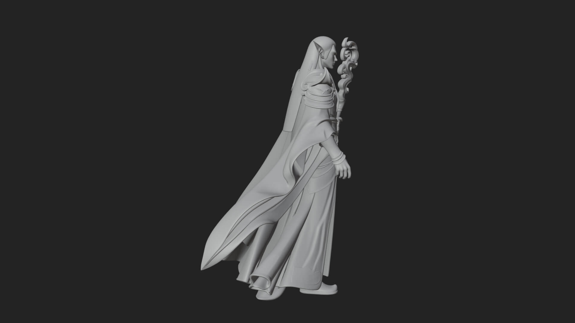 Elven High Mage Statue Design 20 3D Print Model 3D Model