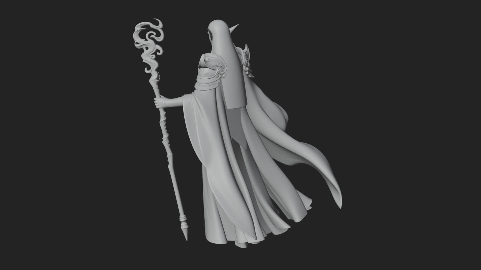 Elven High Mage Statue Design 20 3D Print Model 3D Model