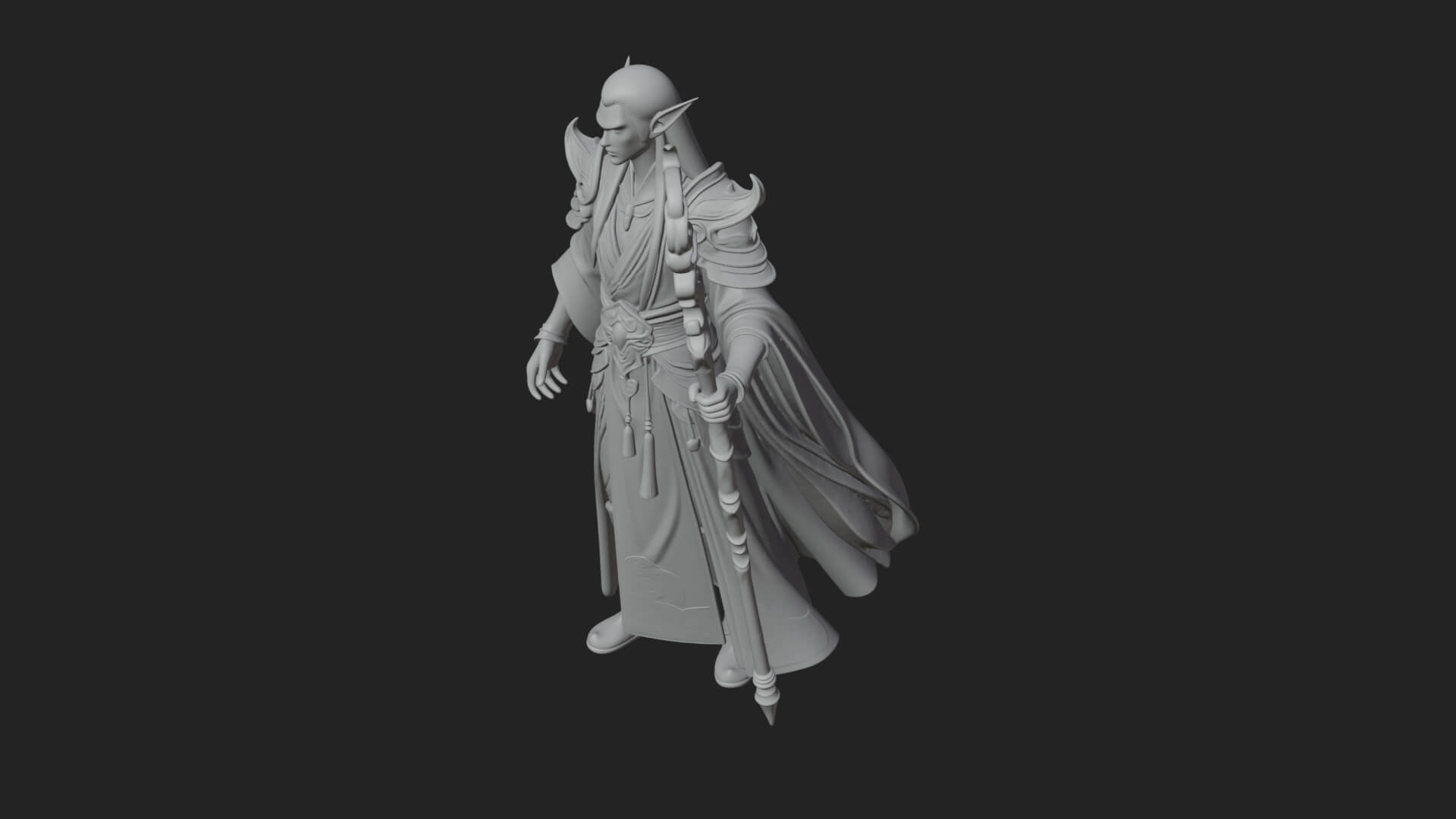 Elven High Mage Statue Design 20 3D Print Model 3D Model