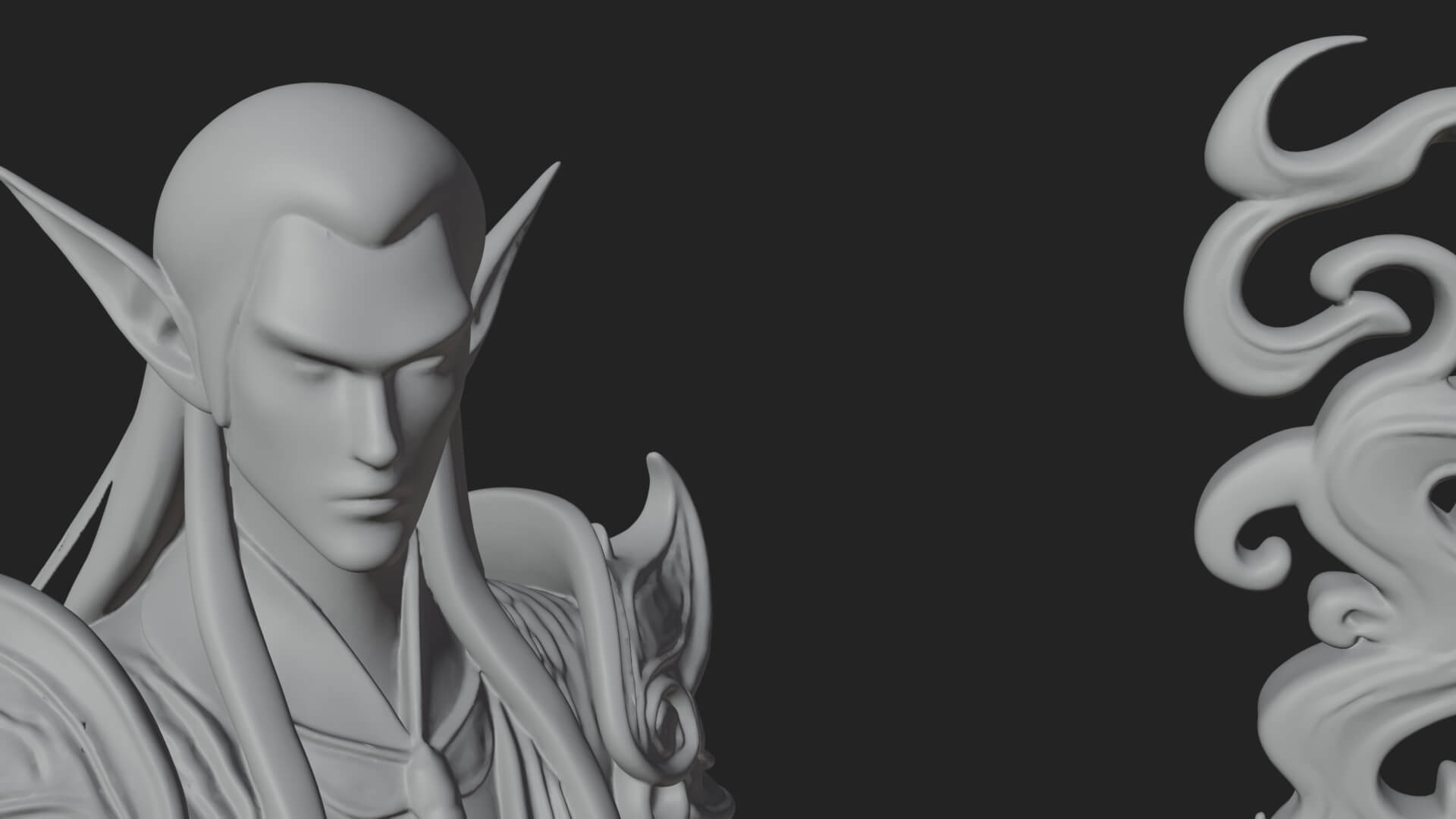 Elven High Mage Statue Design 20 3D Print Model 3D Model