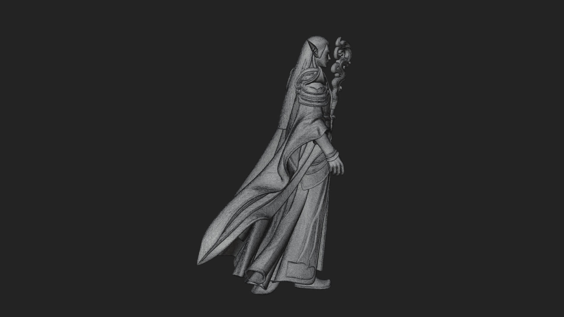 Elven High Mage Statue Design 20 3D Print Model 3D Model