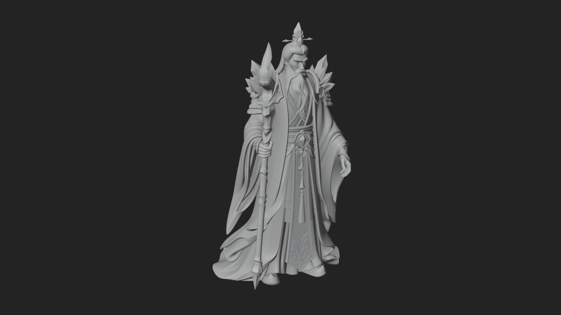 Elven High Mage Statue Design 21 3D Print Model 3D Model