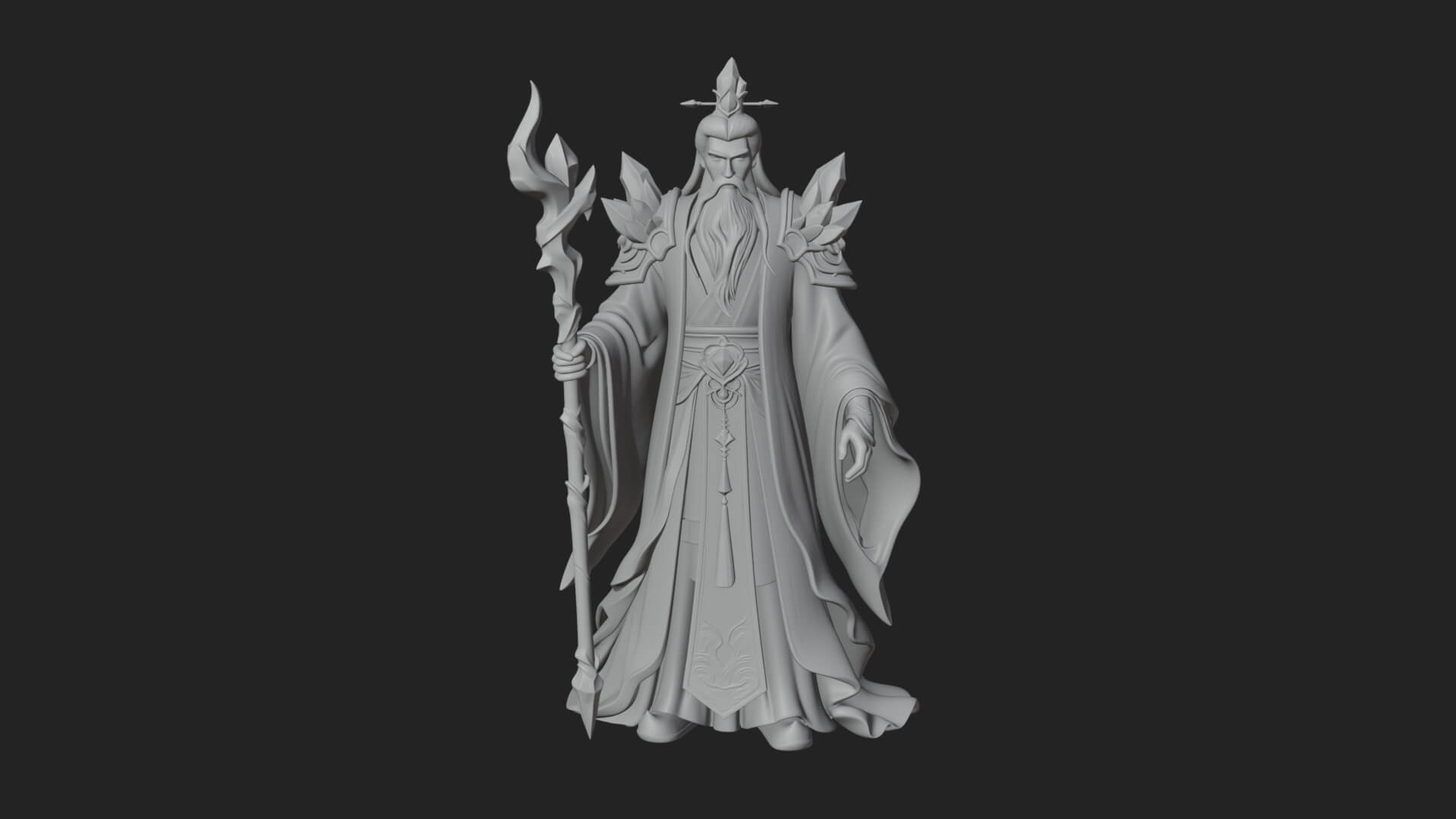 Elven High Mage Statue Design 21 3D Print Model 3D Model