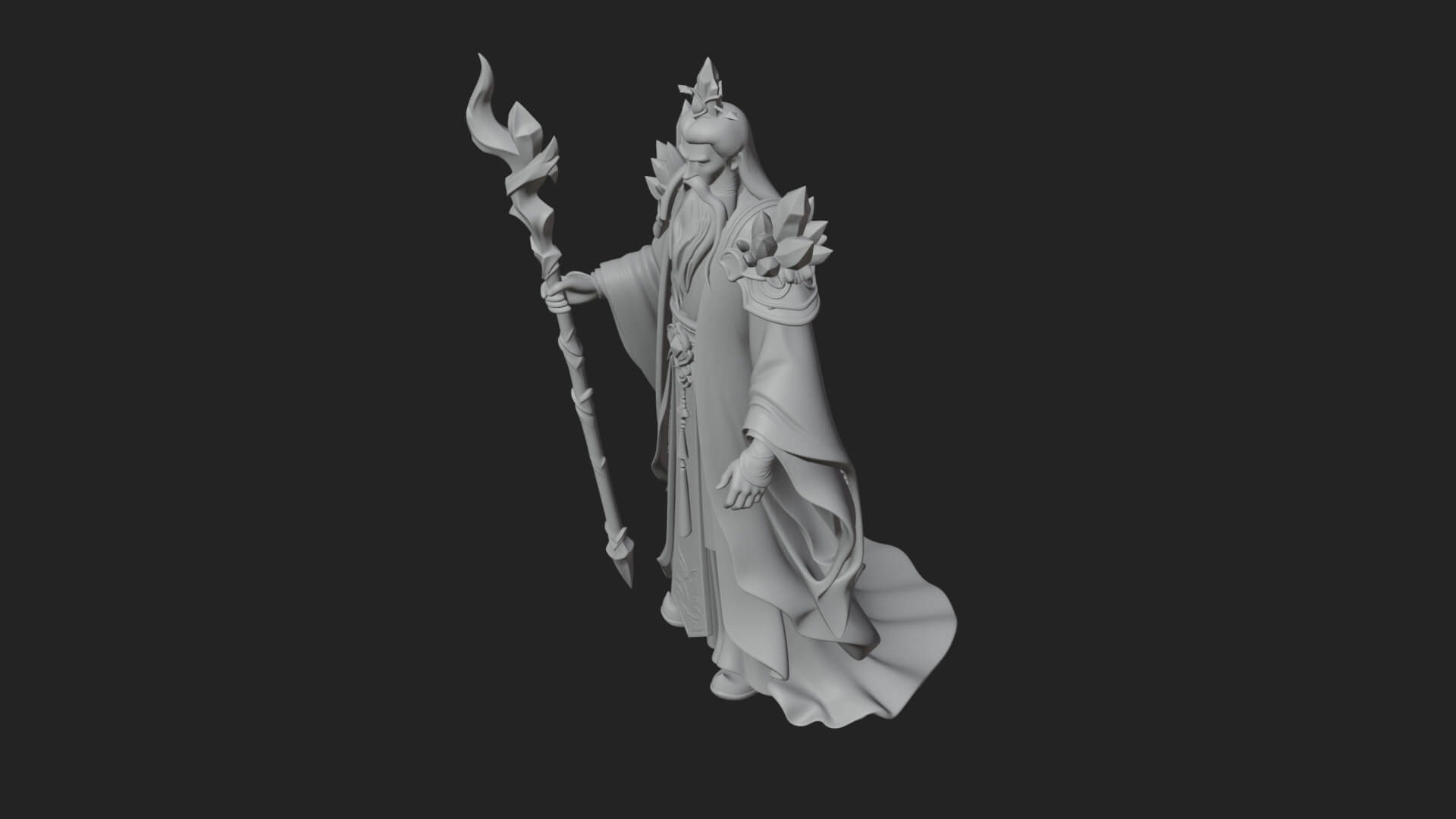 Elven High Mage Statue Design 21 3D Print Model 3D Model