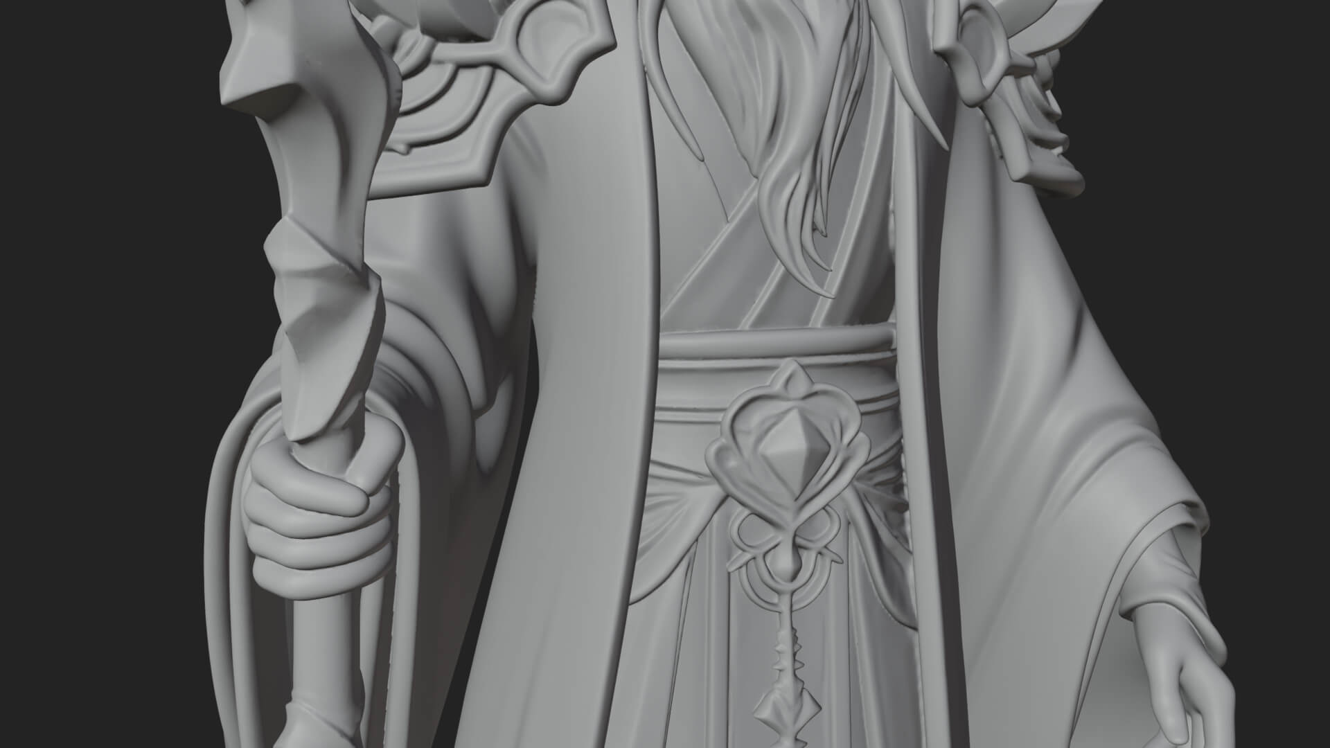Elven High Mage Statue Design 21 3D Print Model 3D Model