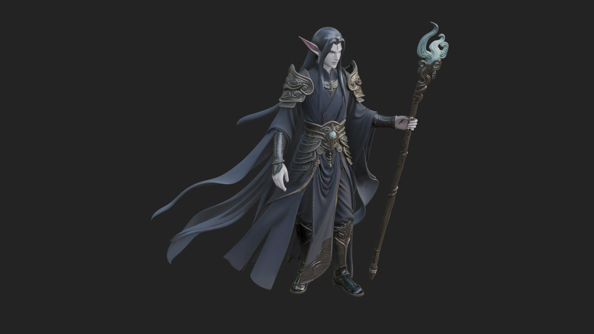 Elven High Mage Statue Design 22 3D Print Model 3D Model
