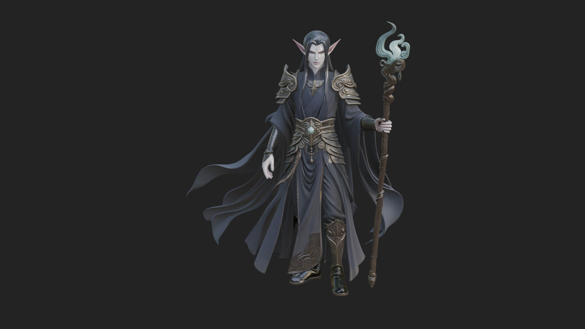 Elven High Mage Statue Design 22 3D Print Model 3D Model