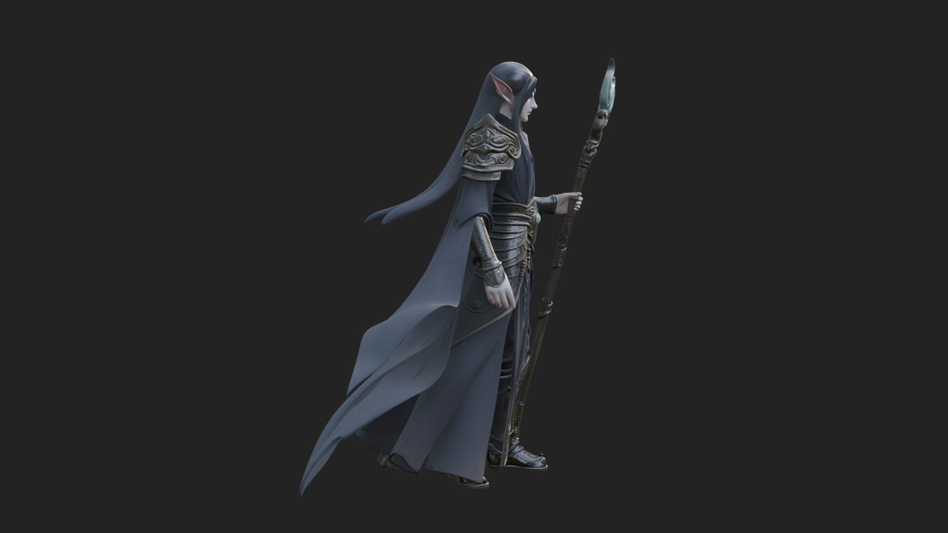 Elven High Mage Statue Design 22 3D Print Model 3D Model