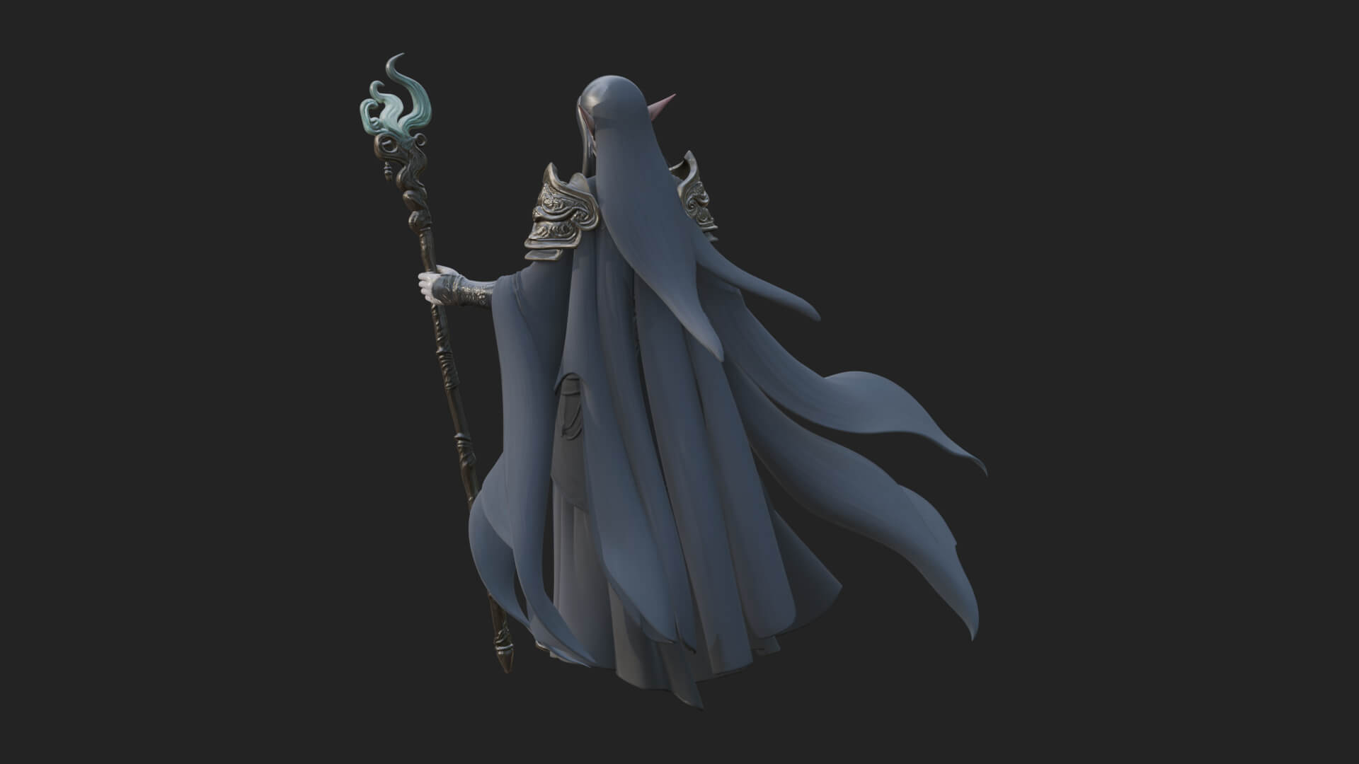 Elven High Mage Statue Design 22 3D Print Model 3D Model