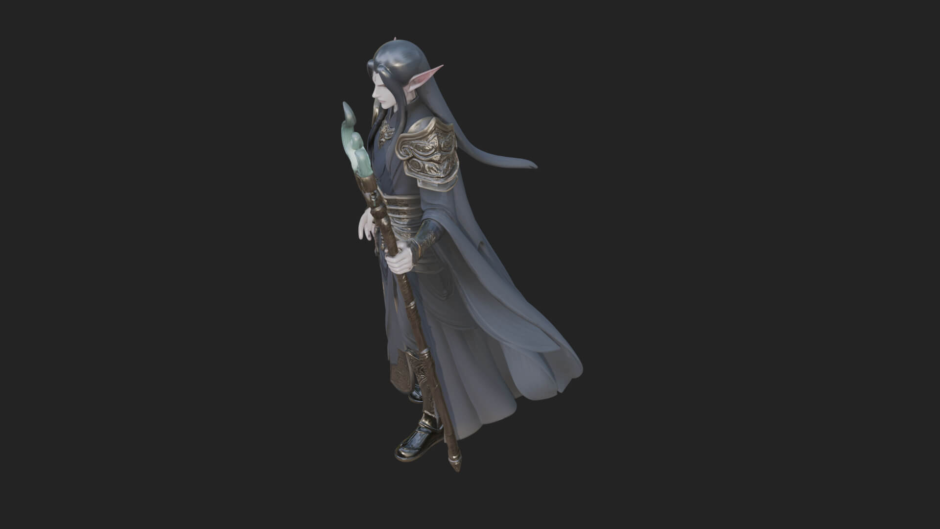 Elven High Mage Statue Design 22 3D Print Model 3D Model