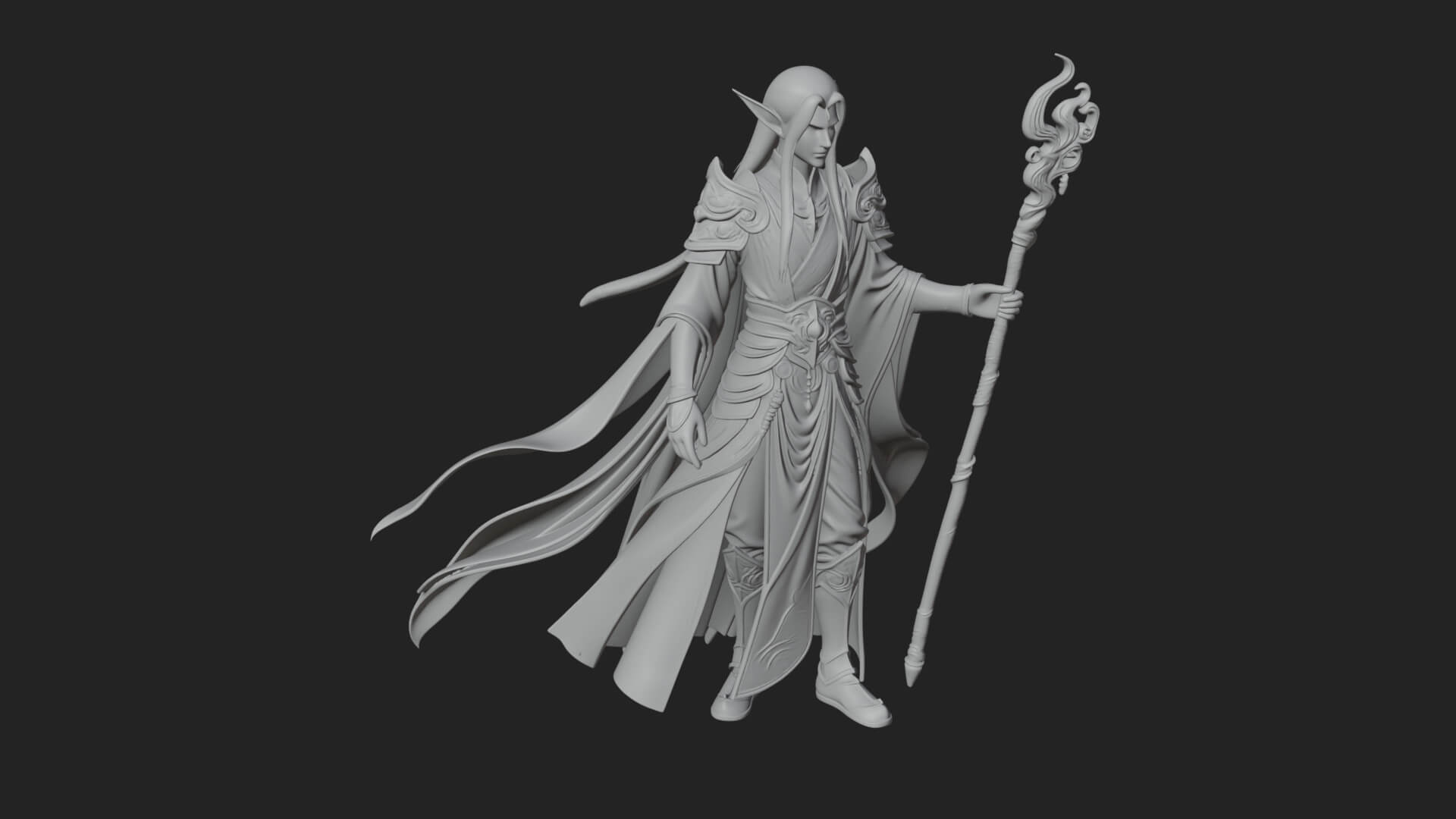Elven High Mage Statue Design 22 3D Print Model 3D Model
