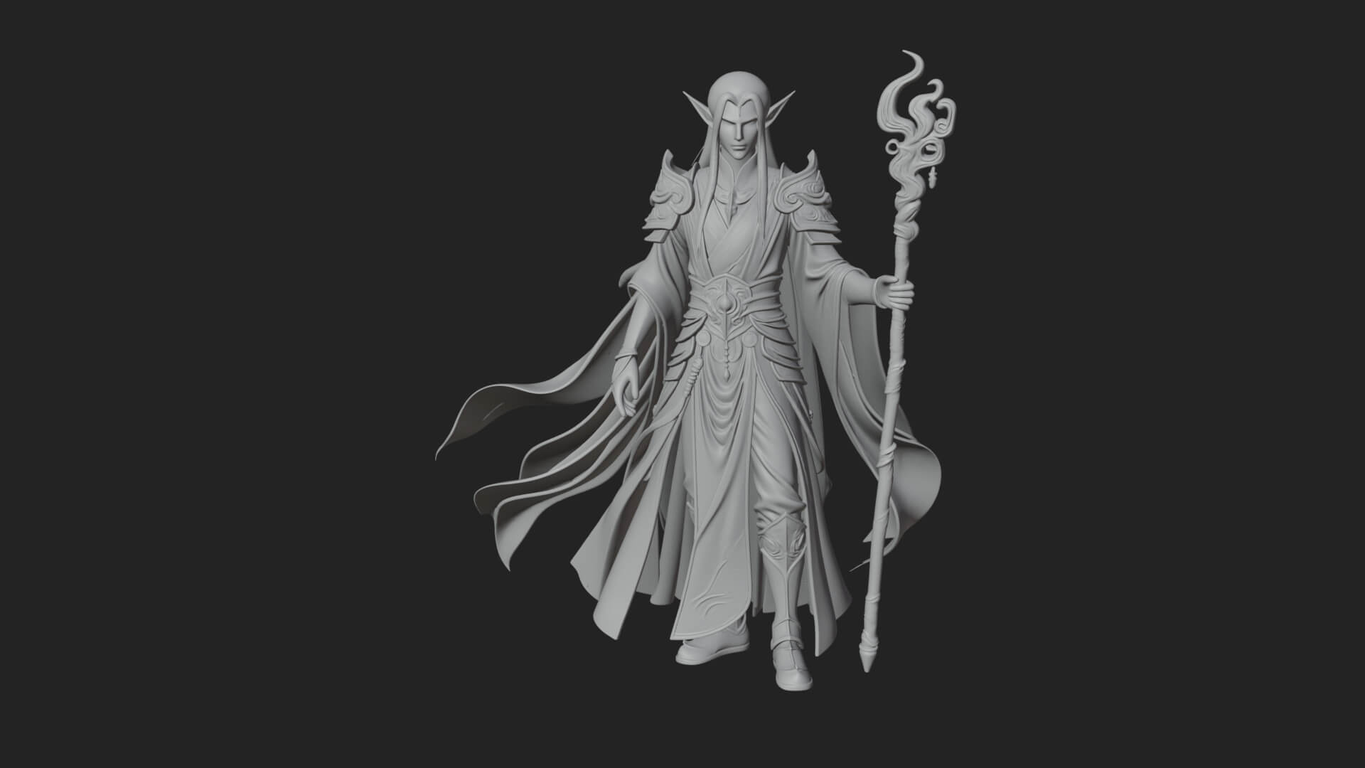 Elven High Mage Statue Design 22 3D Print Model 3D Model