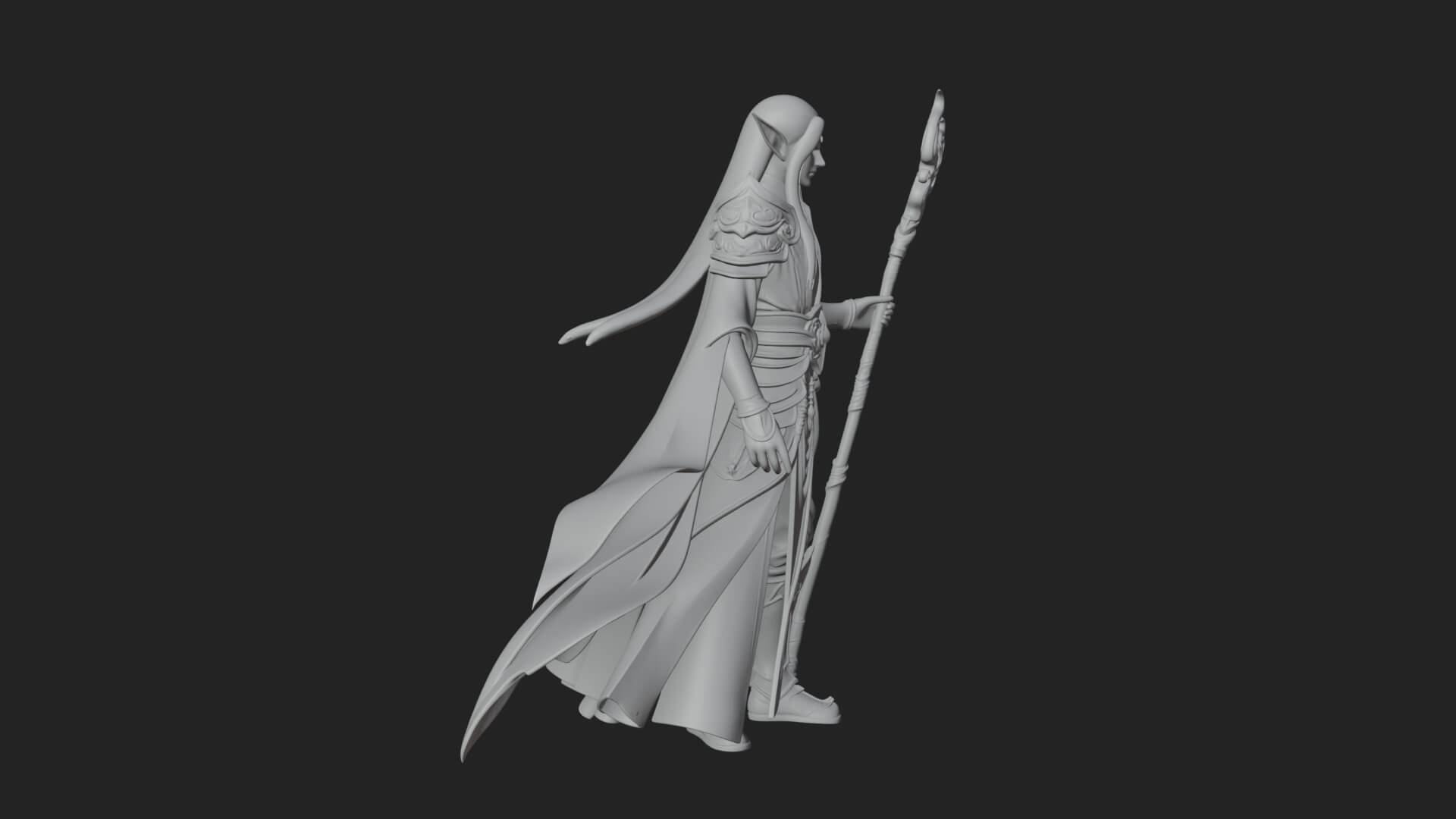 Elven High Mage Statue Design 22 3D Print Model 3D Model