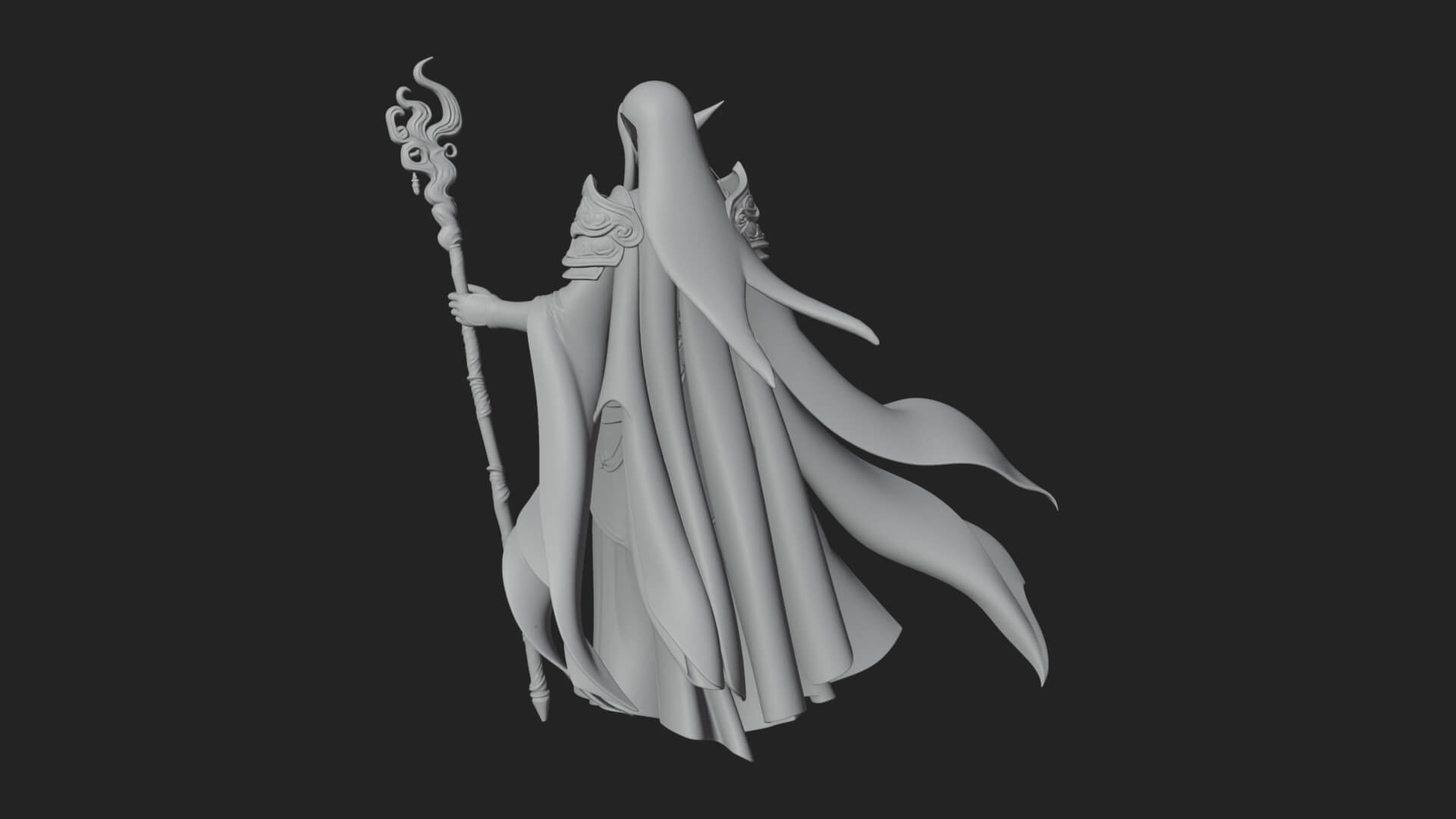 Elven High Mage Statue Design 22 3D Print Model 3D Model
