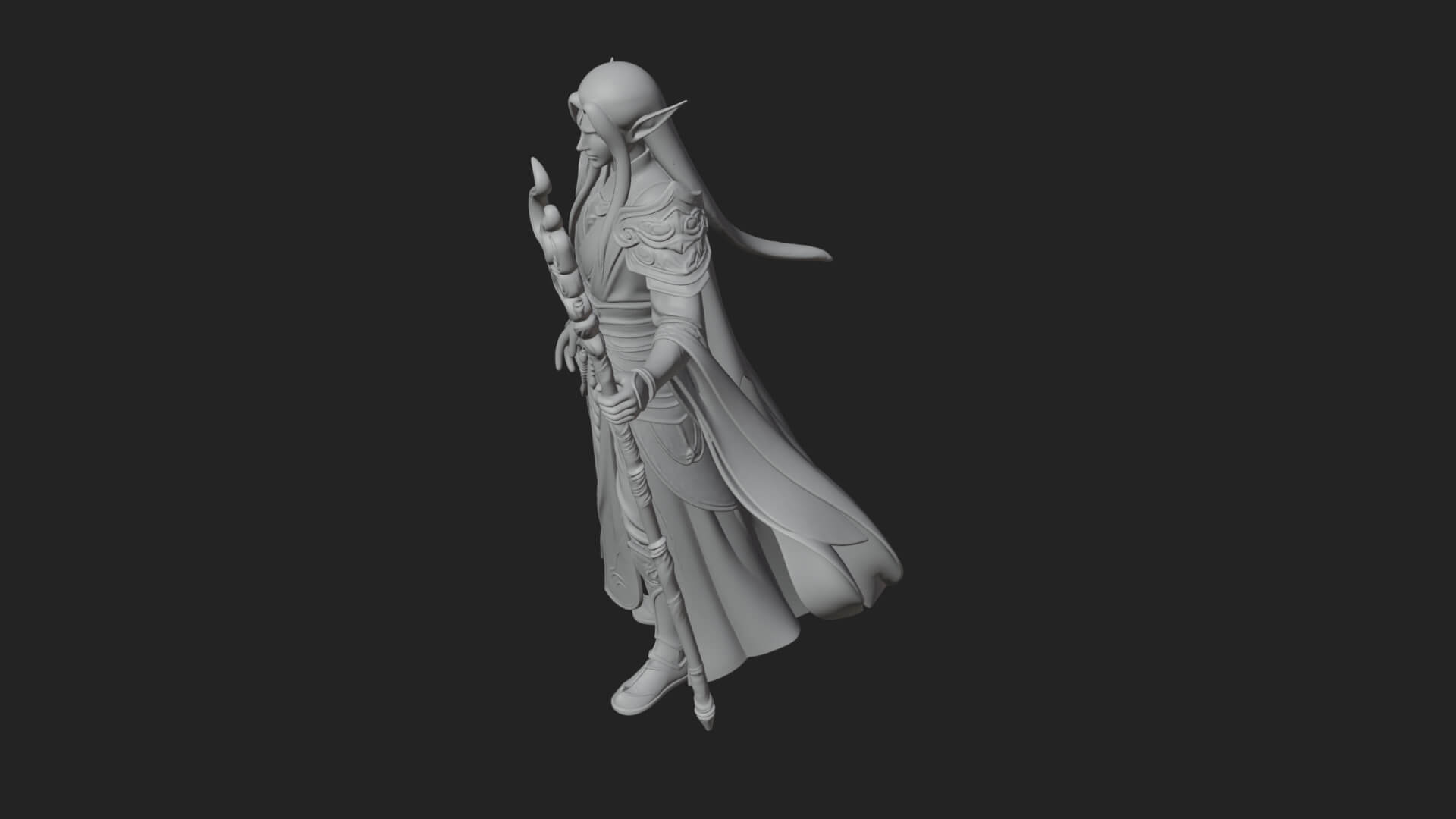 Elven High Mage Statue Design 22 3D Print Model 3D Model