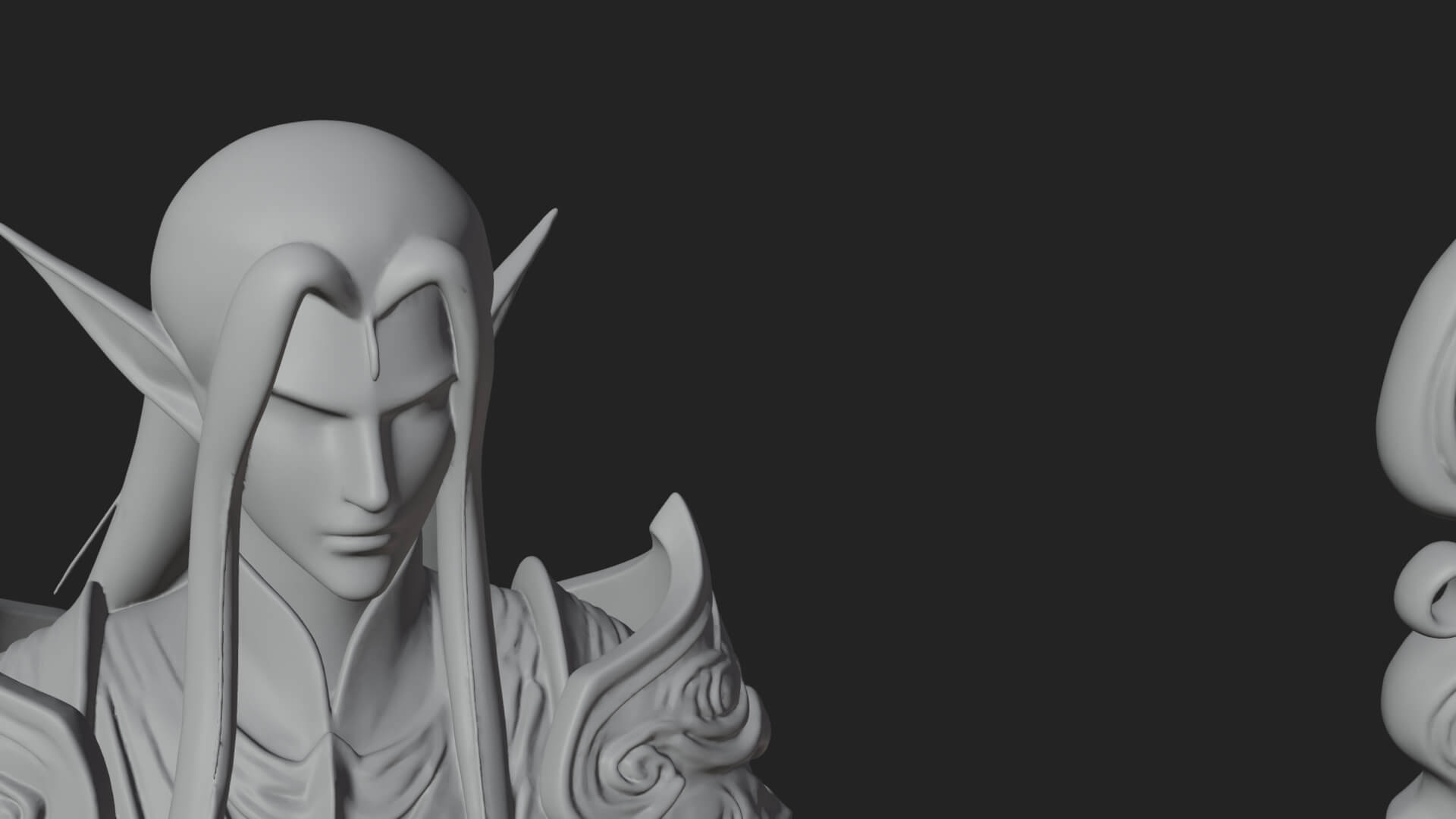 Elven High Mage Statue Design 22 3D Print Model 3D Model