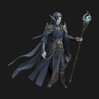 Elven High Mage Statue Design 22 3D Print Model