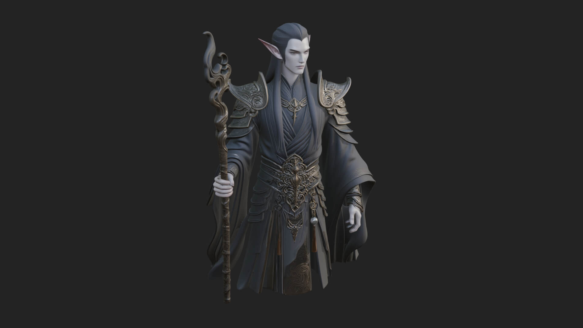 Elven High Mage Statue Design 23 3D Print Model 3D Model