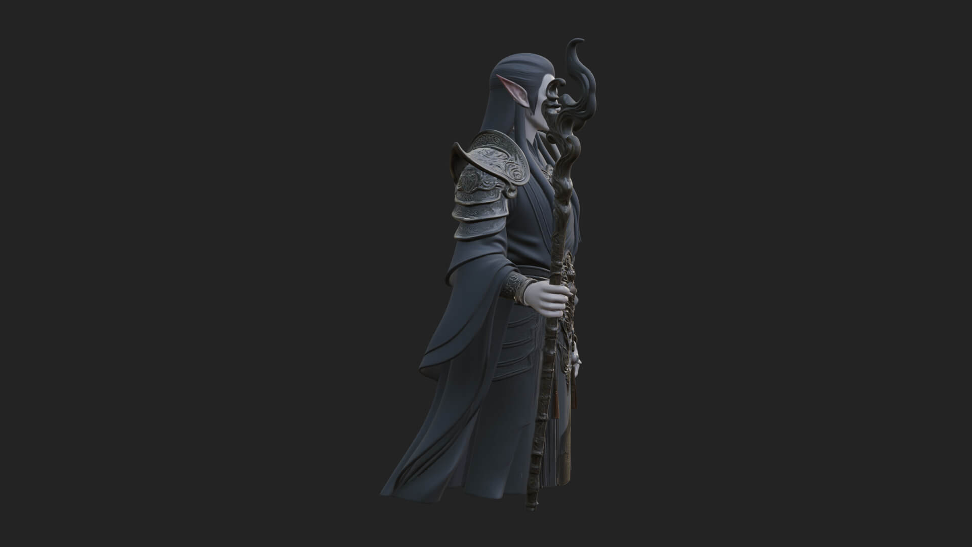 Elven High Mage Statue Design 23 3D Print Model 3D Model