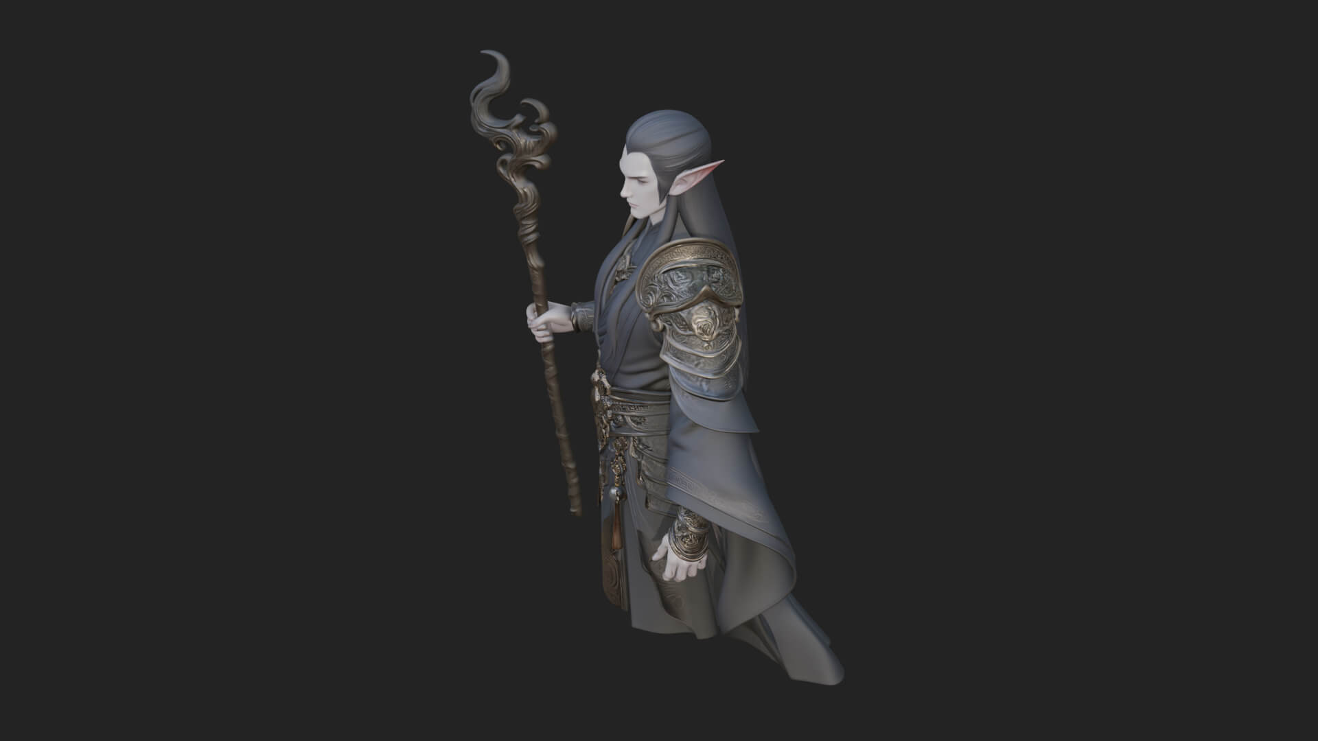Elven High Mage Statue Design 23 3D Print Model 3D Model