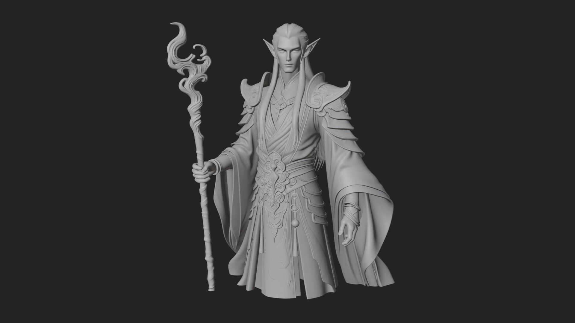 Elven High Mage Statue Design 23 3D Print Model 3D Model