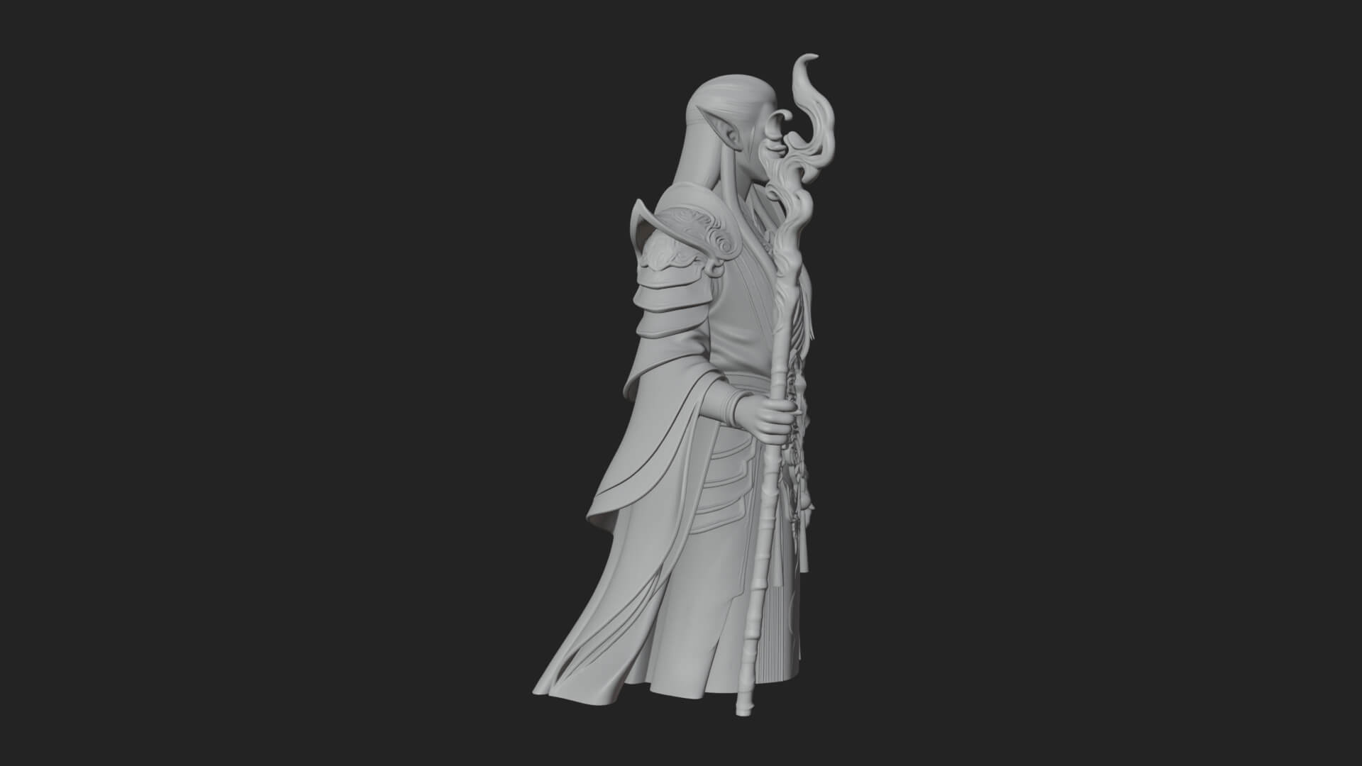 Elven High Mage Statue Design 23 3D Print Model 3D Model