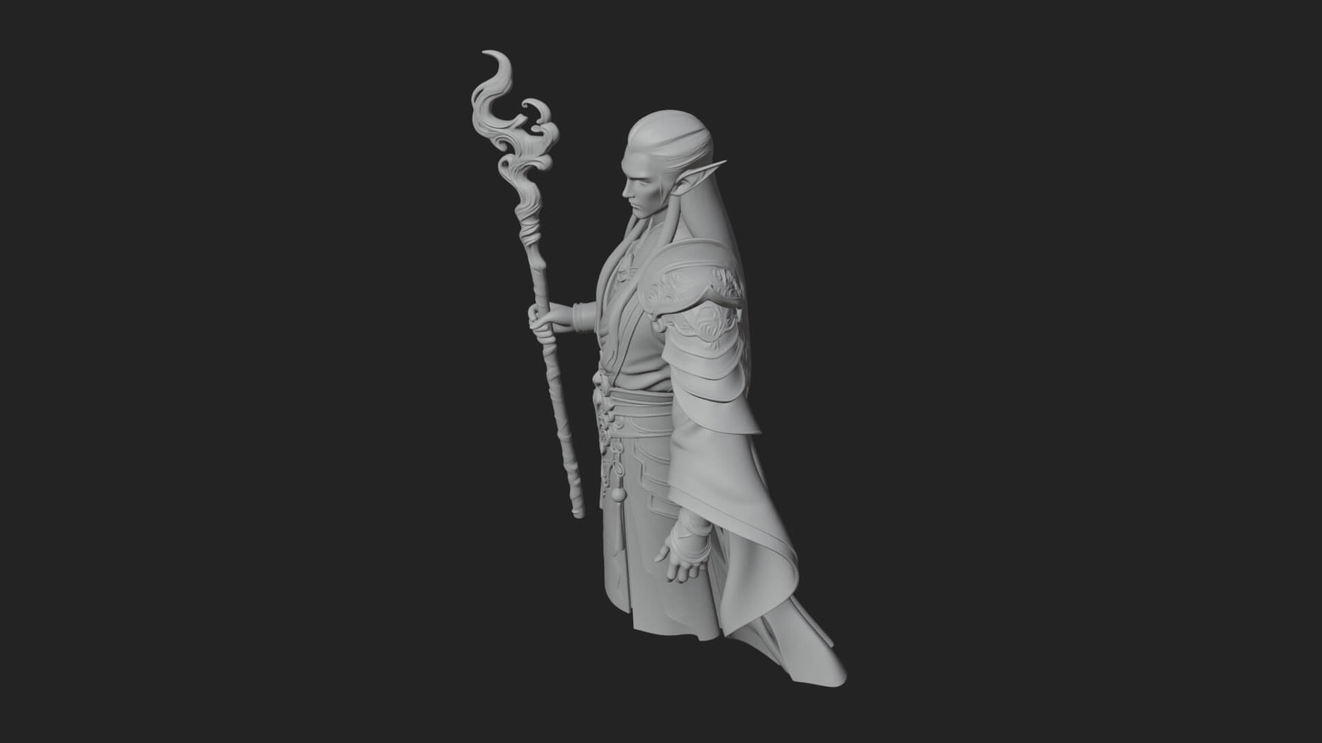 Elven High Mage Statue Design 23 3D Print Model 3D Model