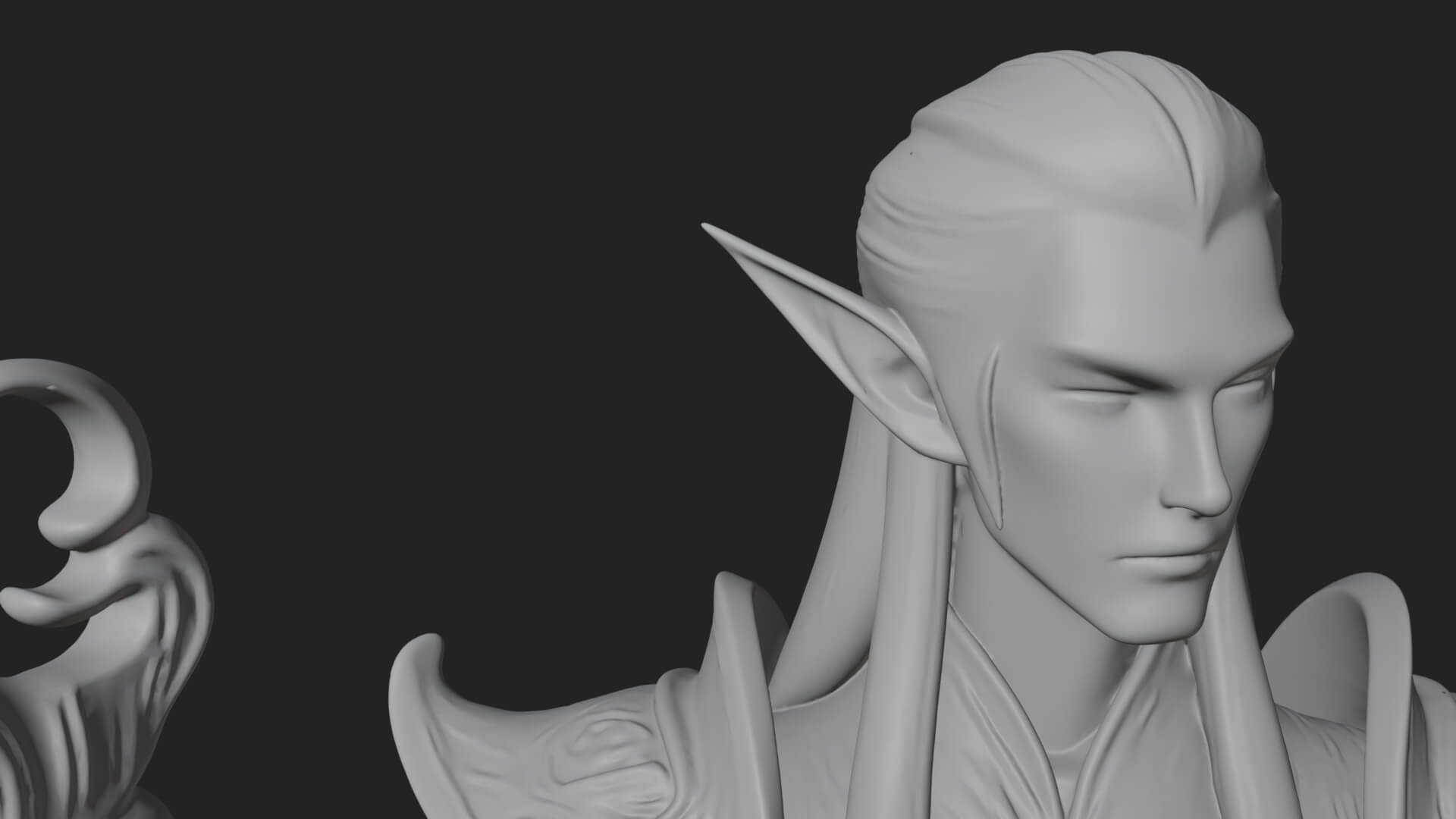 Elven High Mage Statue Design 23 3D Print Model 3D Model