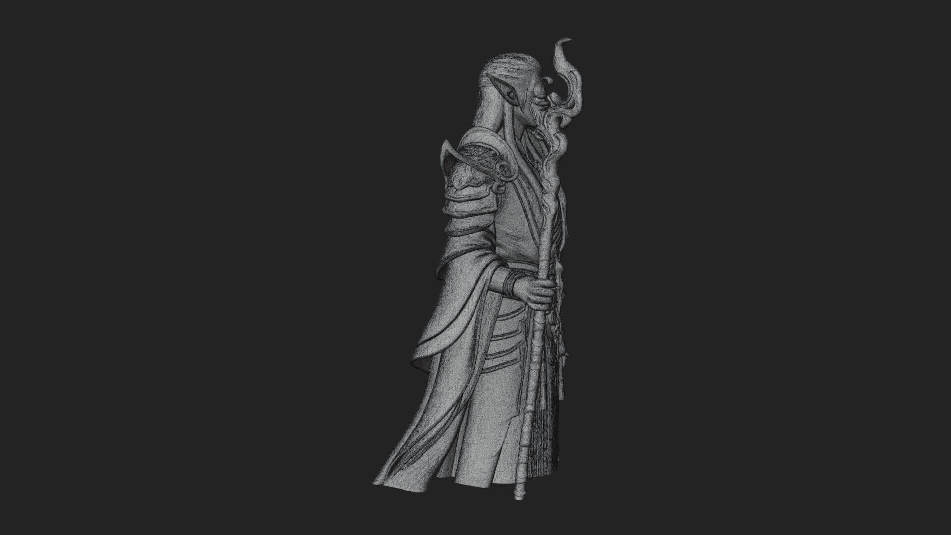 Elven High Mage Statue Design 23 3D Print Model 3D Model