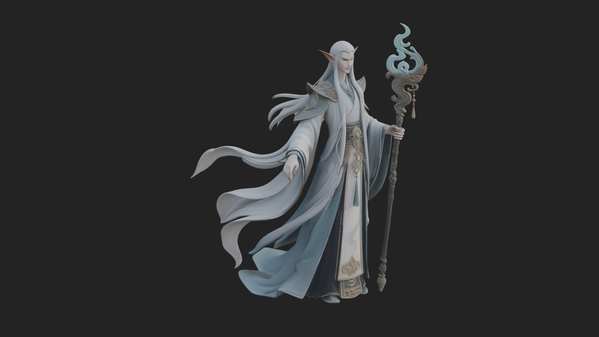 Elven High Mage Statue Design 24 3D Print Model 3D Model