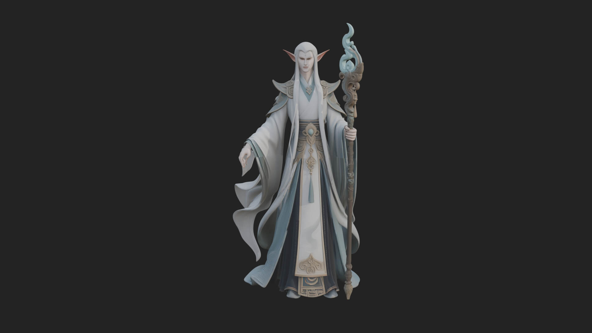 Elven High Mage Statue Design 24 3D Print Model 3D Model