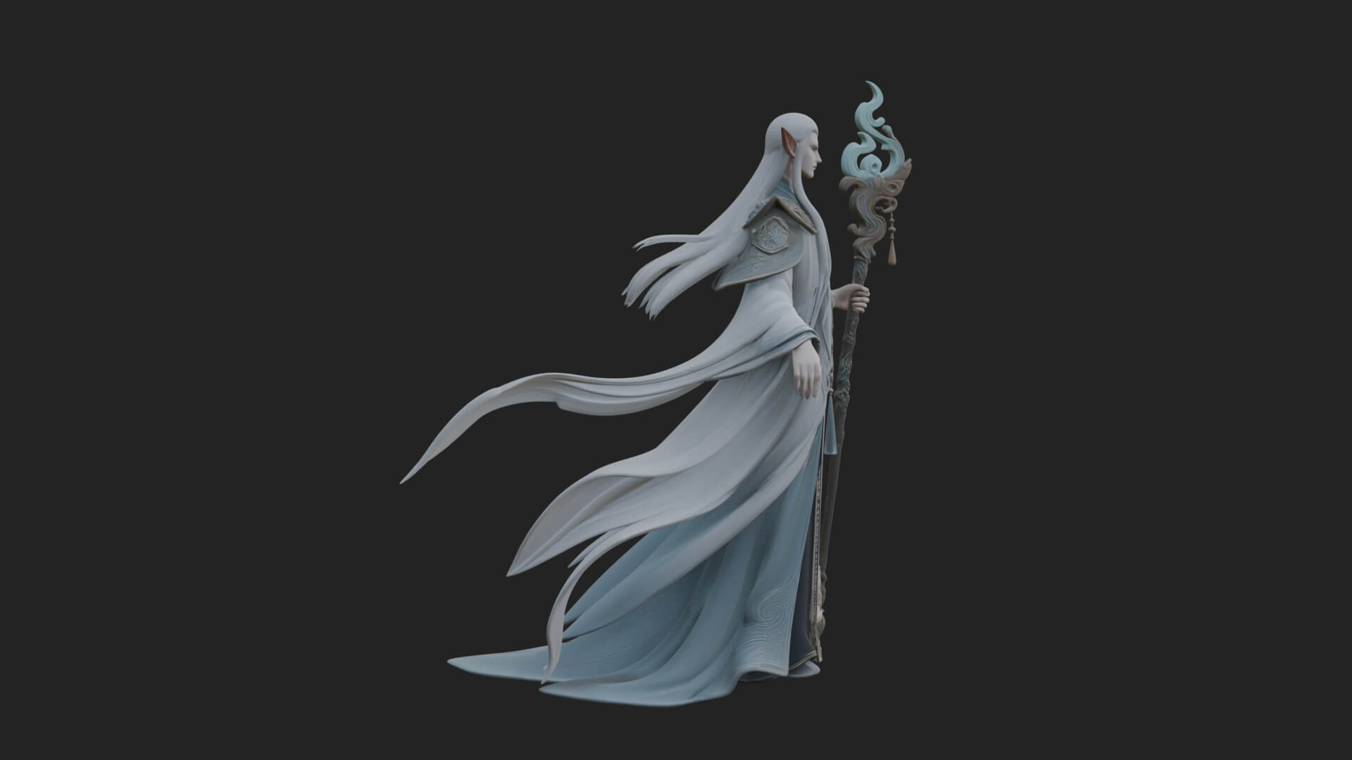 Elven High Mage Statue Design 24 3D Print Model 3D Model