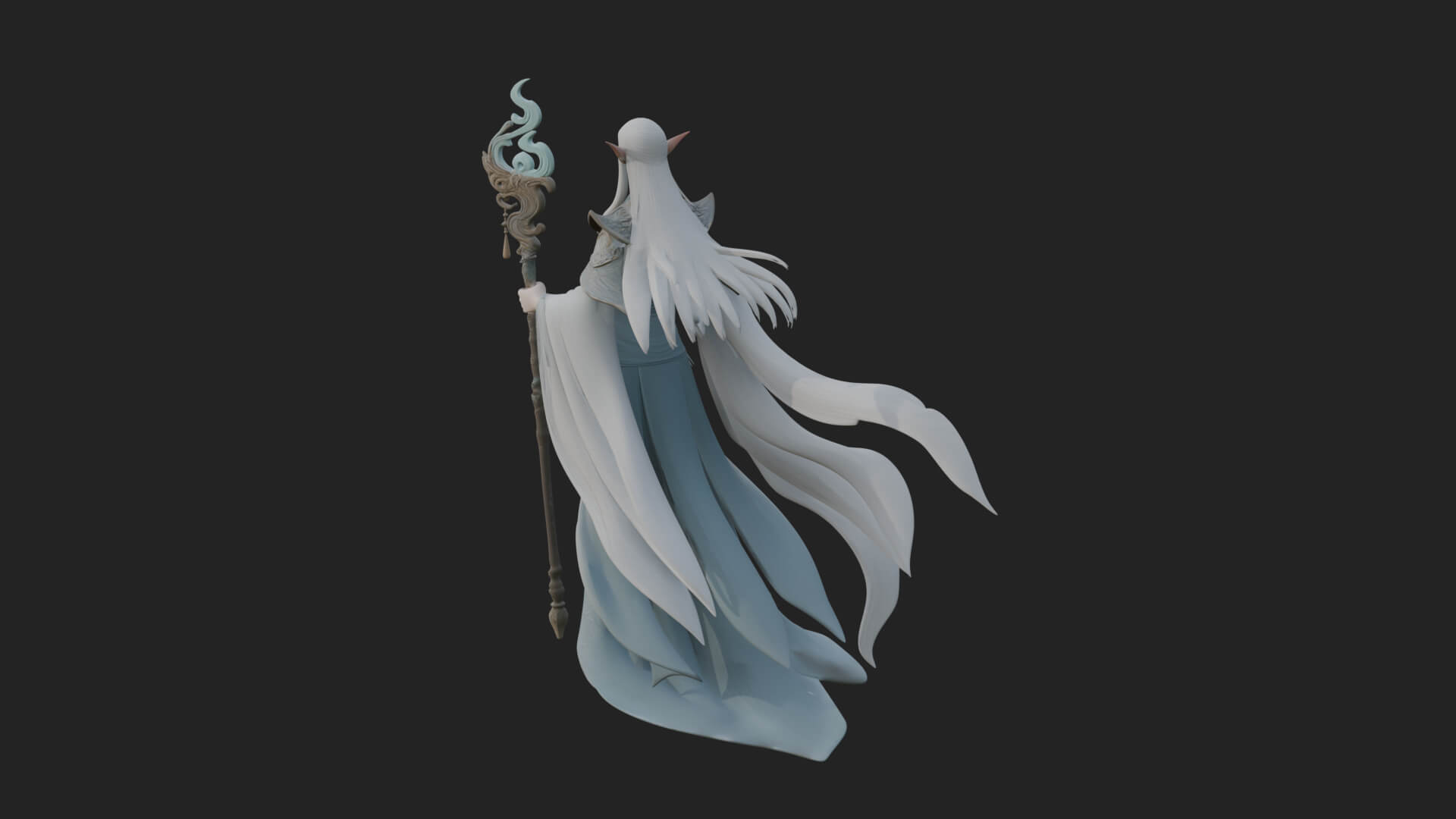 Elven High Mage Statue Design 24 3D Print Model 3D Model