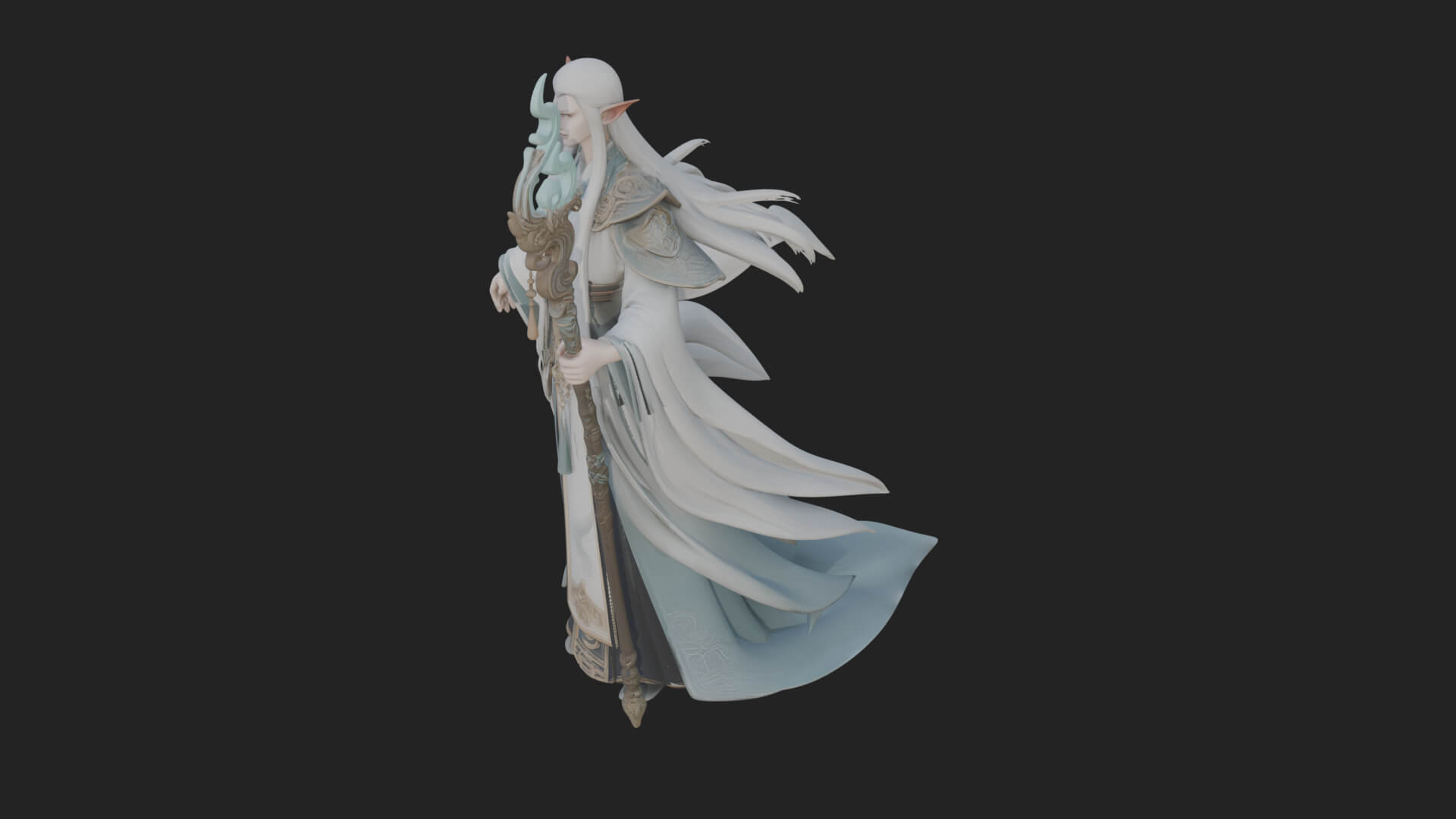 Elven High Mage Statue Design 24 3D Print Model 3D Model