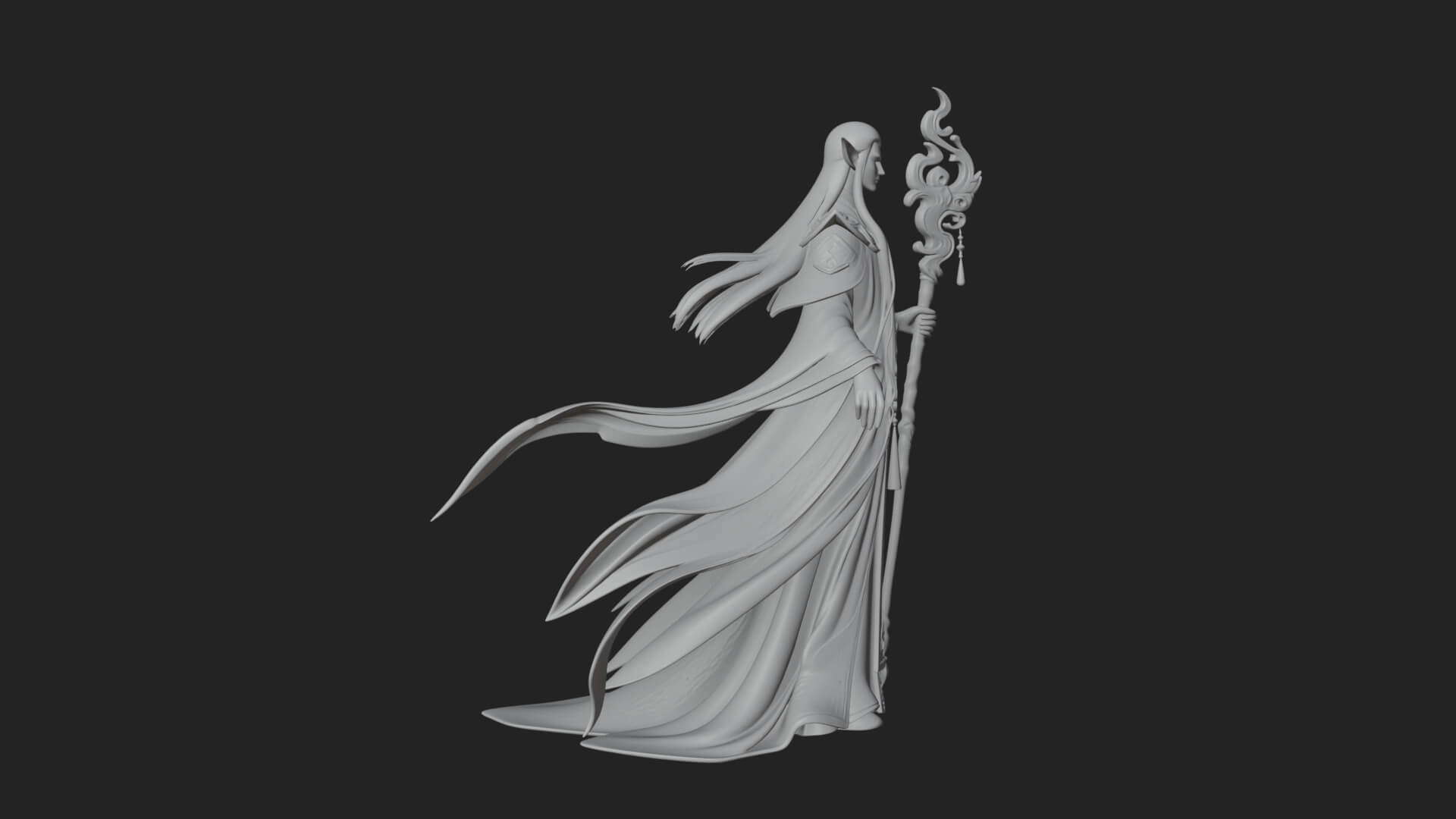 Elven High Mage Statue Design 24 3D Print Model 3D Model