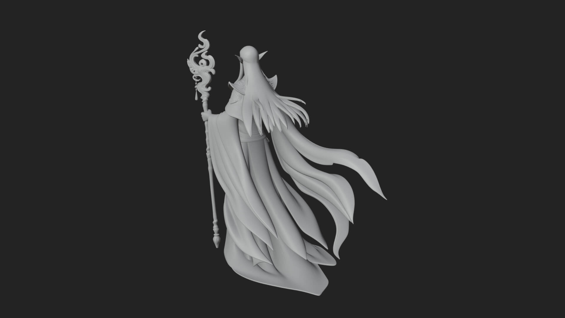 Elven High Mage Statue Design 24 3D Print Model 3D Model