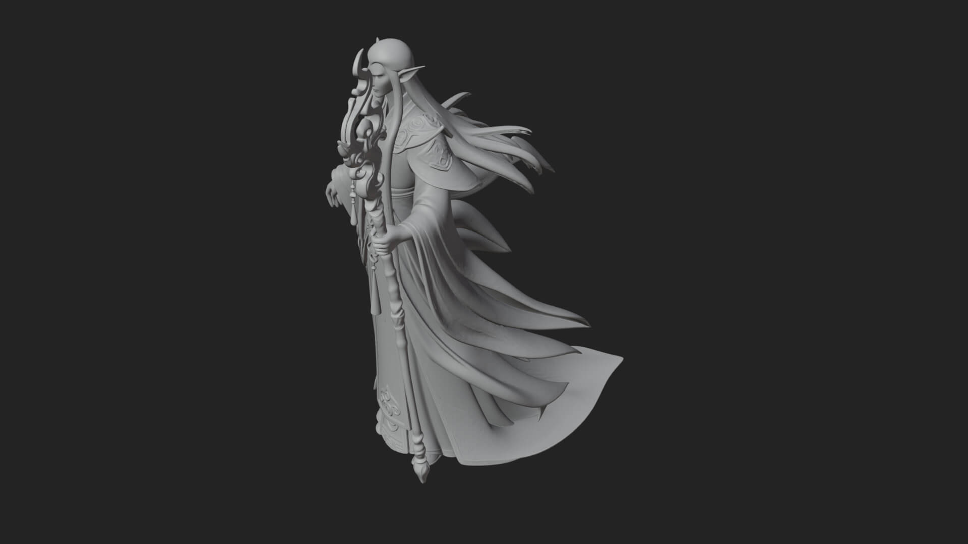 Elven High Mage Statue Design 24 3D Print Model 3D Model